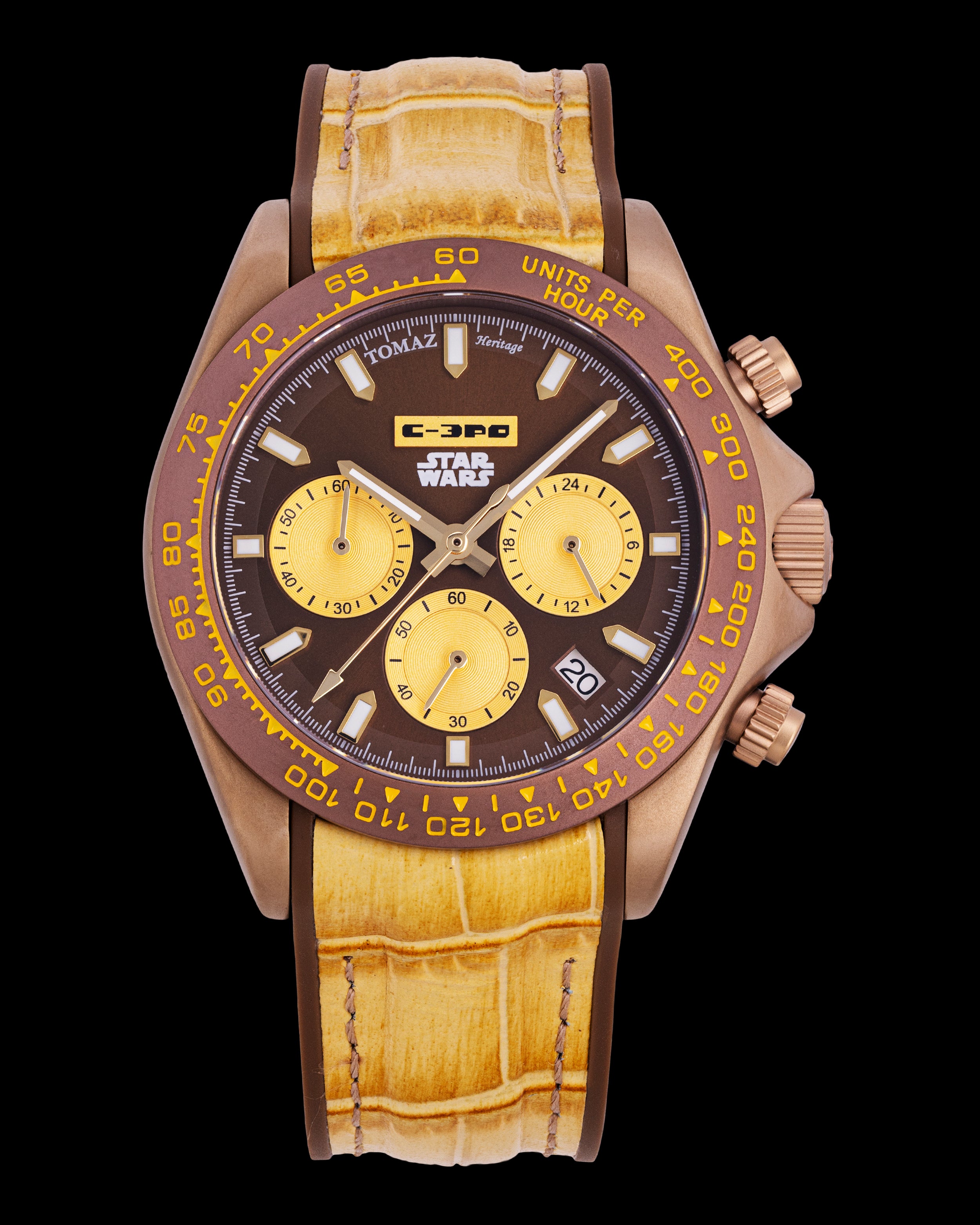 Star Wars C-3PO GR02-C13D1 (Gold/Brown) with Brown Rubber Leather Strap