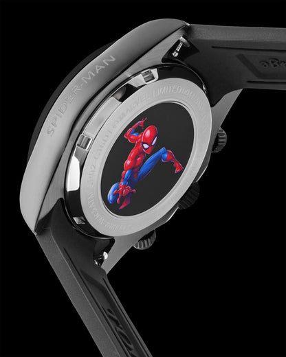 Marvel Spider-Man GR02-C16D1 (Black/Red) with Red Leather Strap