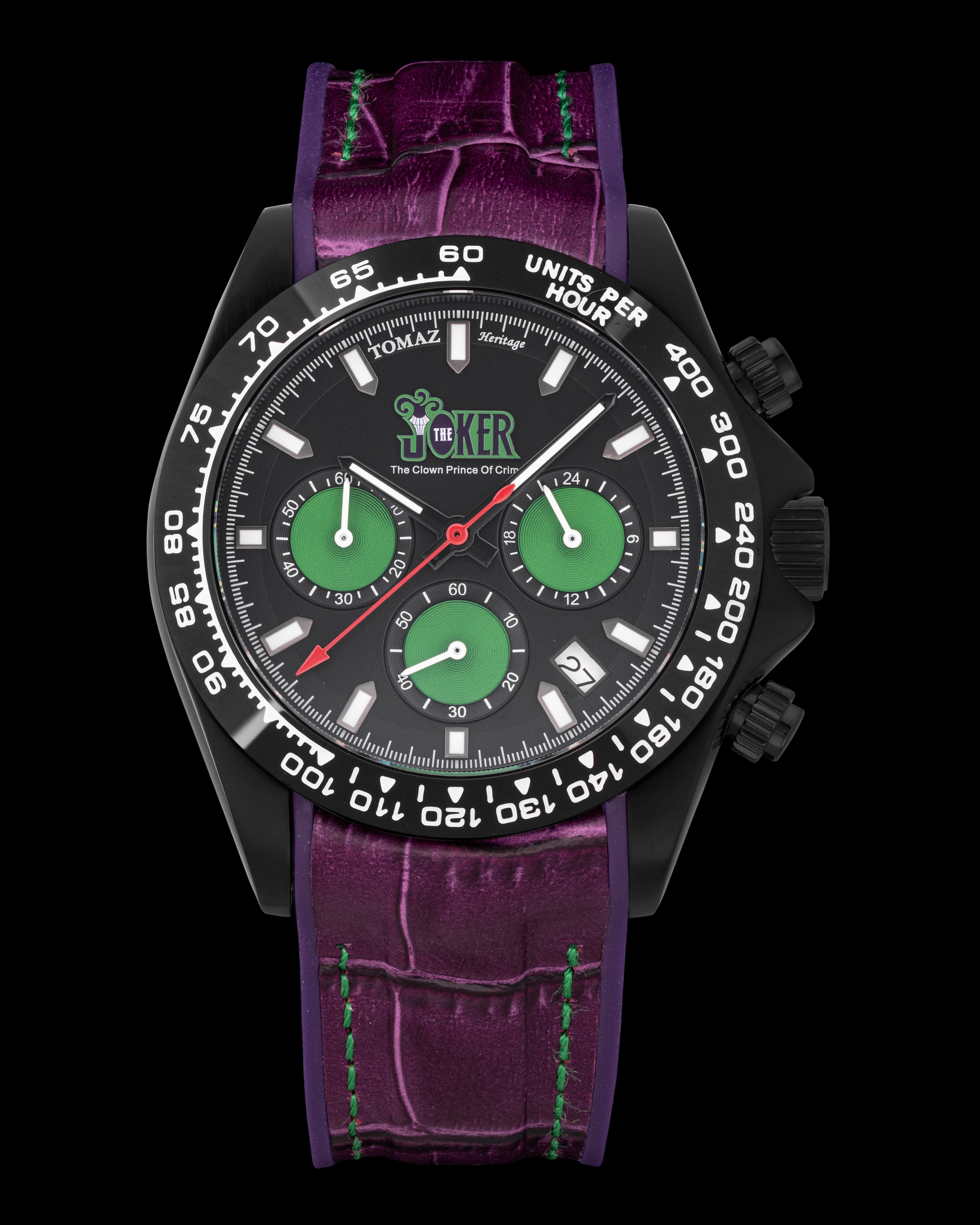 DC The Joker GR02-C3D1 (Black) with Purple Rubber Leather Strap