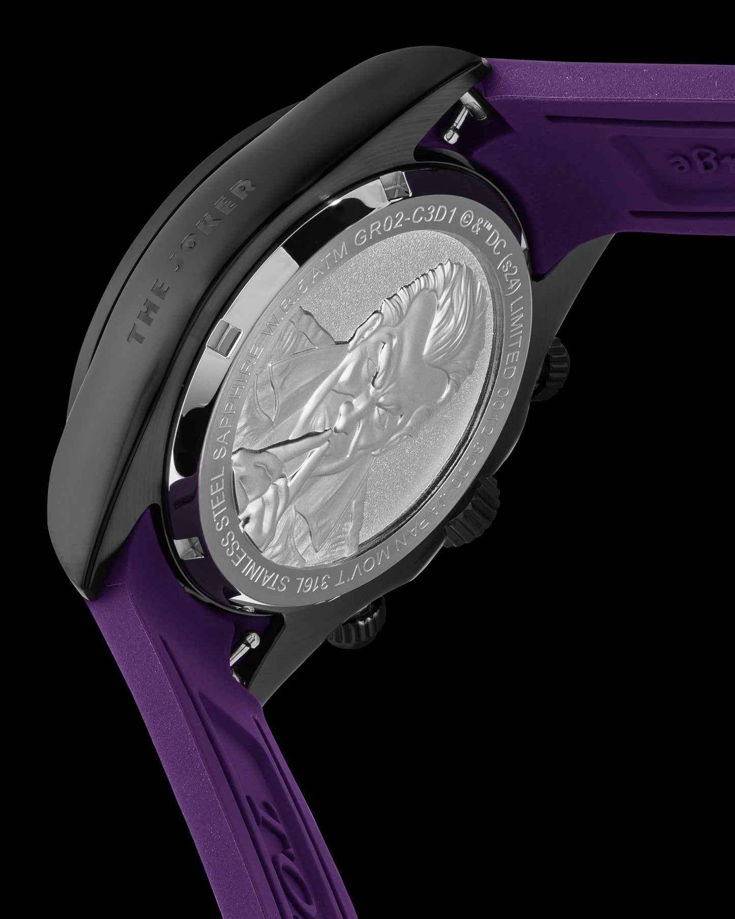 DC The Joker GR02-C3D1 (Black) with Purple Rubber Leather Strap