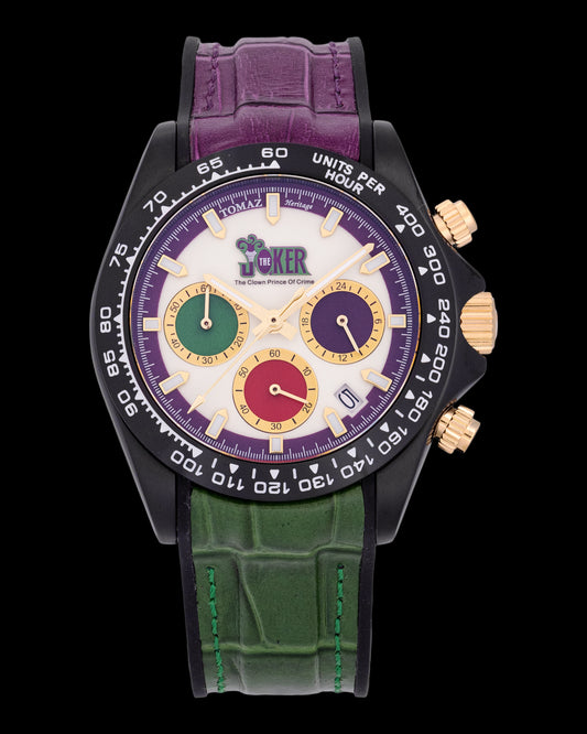 DC The Joker GR02-C3D2 (Black/Purple) with Green and Purple Silicone Leather Strap