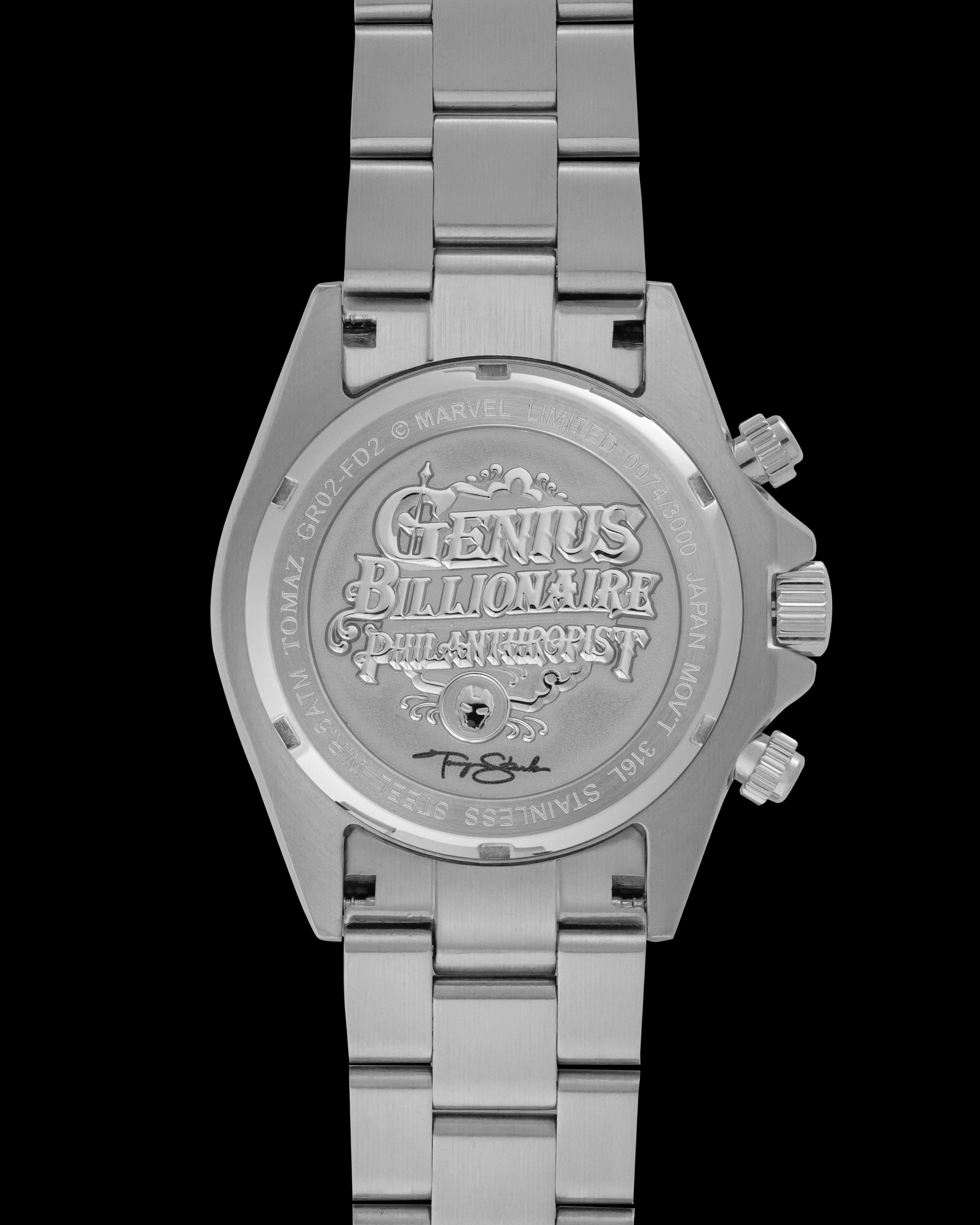 Marvel Tony Stark GR02-FD2 (Sliver/Black) with Stainless Steel Strap