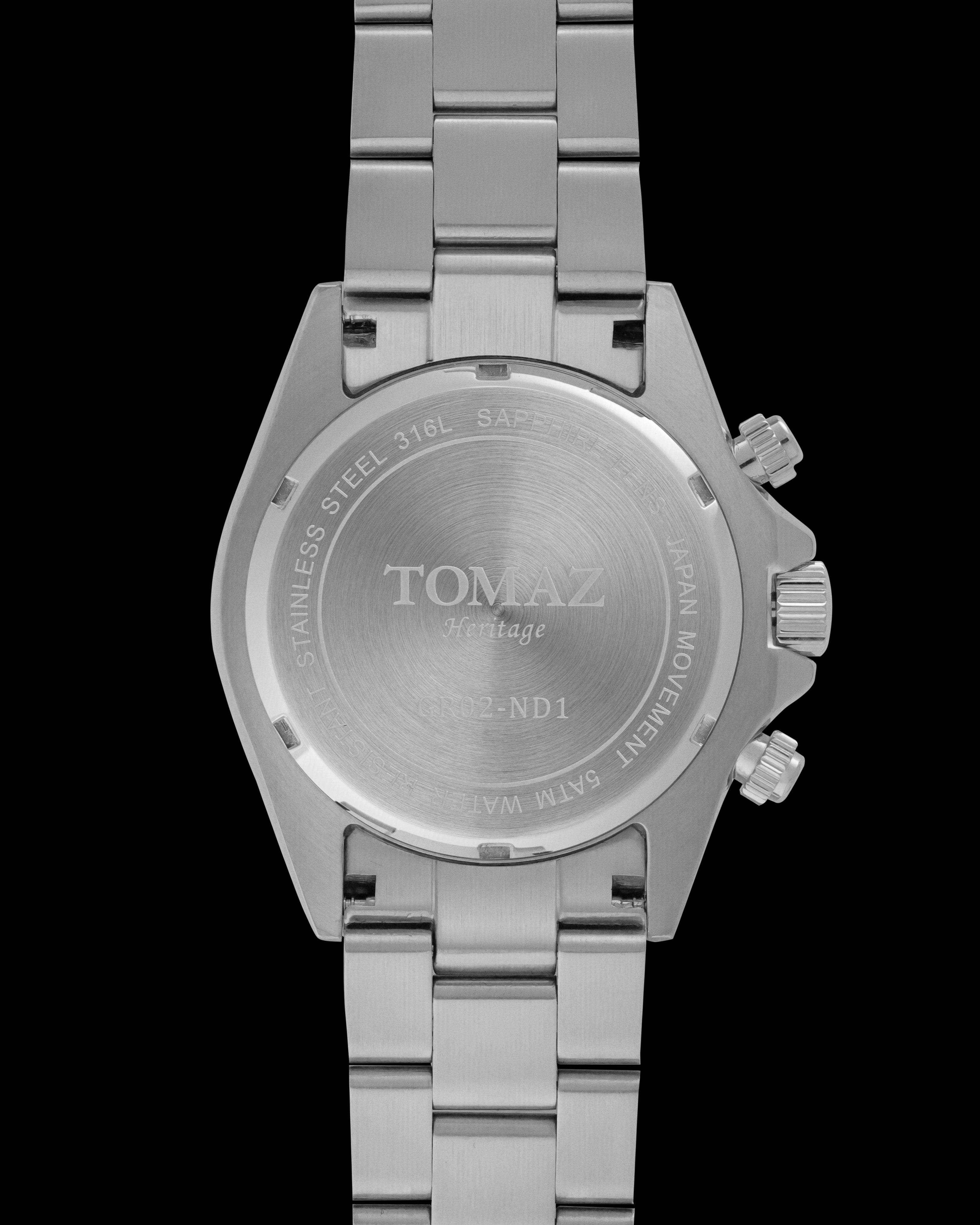 Tomaz Heritage Chronograph GR02-ND1 (Sliver/Gray) with Stainless Steel Strap