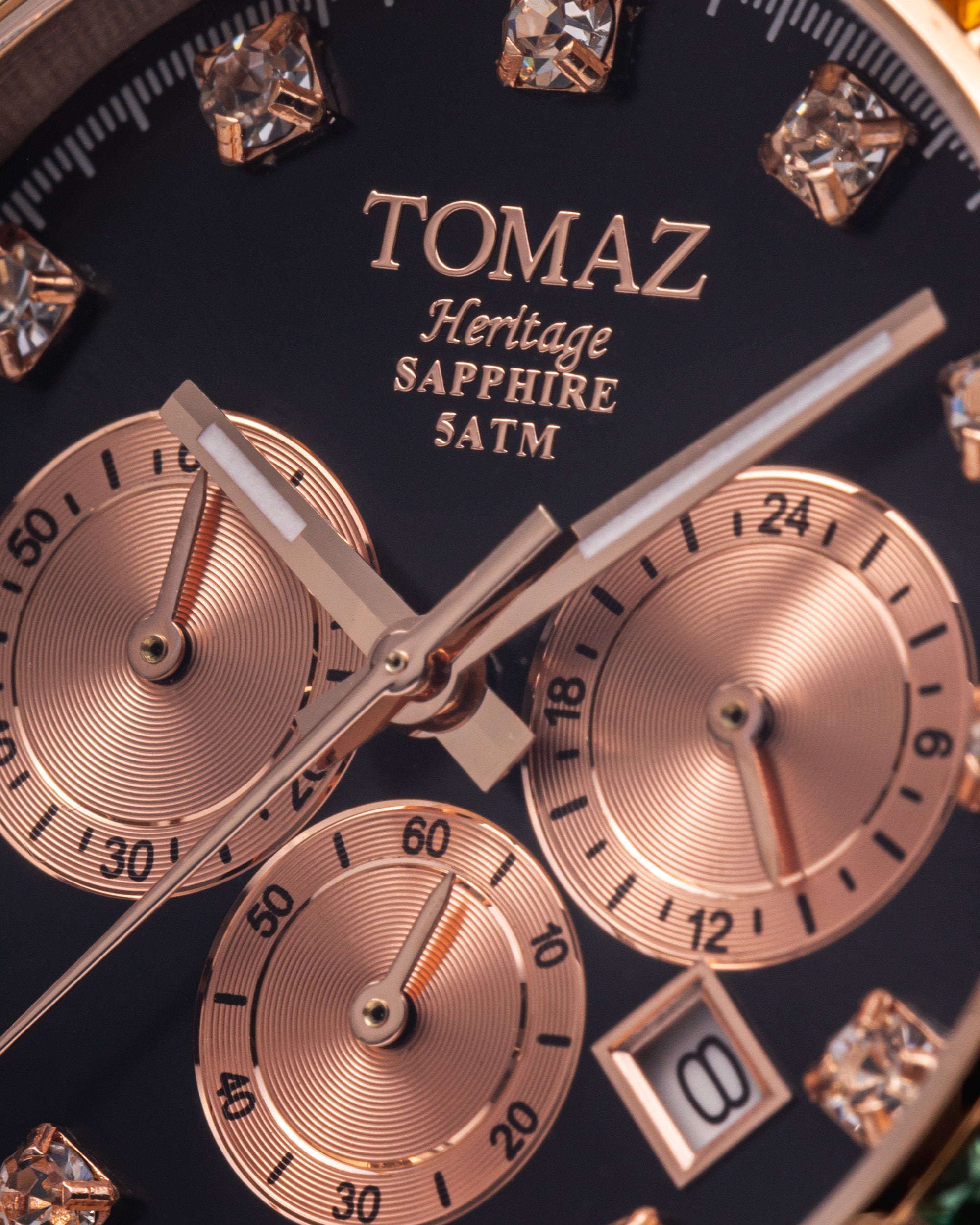 Tomaz Ladies Watch GR02L-D1 (Rosegold/Black) with Rainbow Swarovski (Rosegold Stainless Steel)