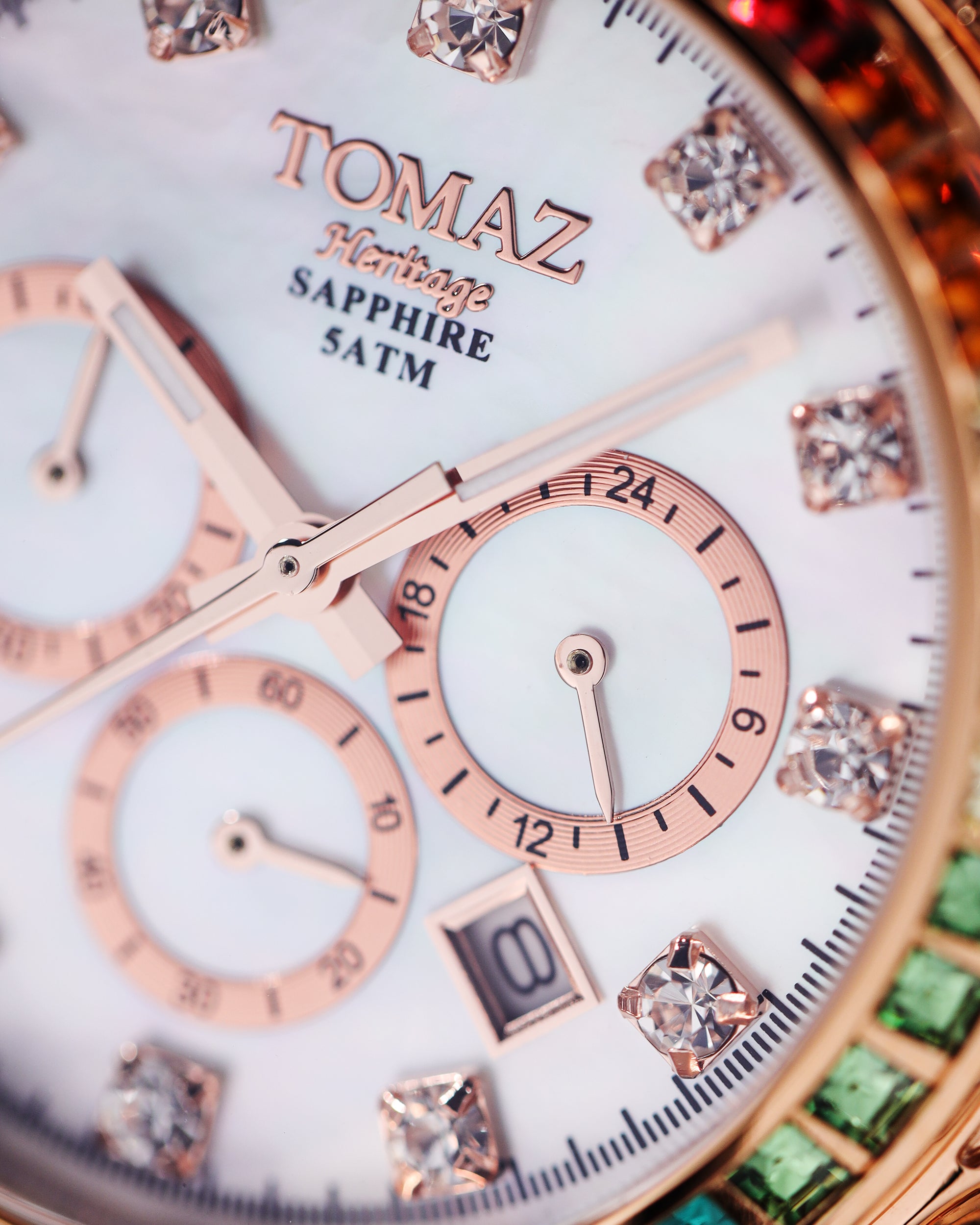 Jam Tangan Tomaz Ladies GR02L-D5 (Rosegold/Putih) dengan Rainbow Swarovski (Rosegold Stainless Steel0