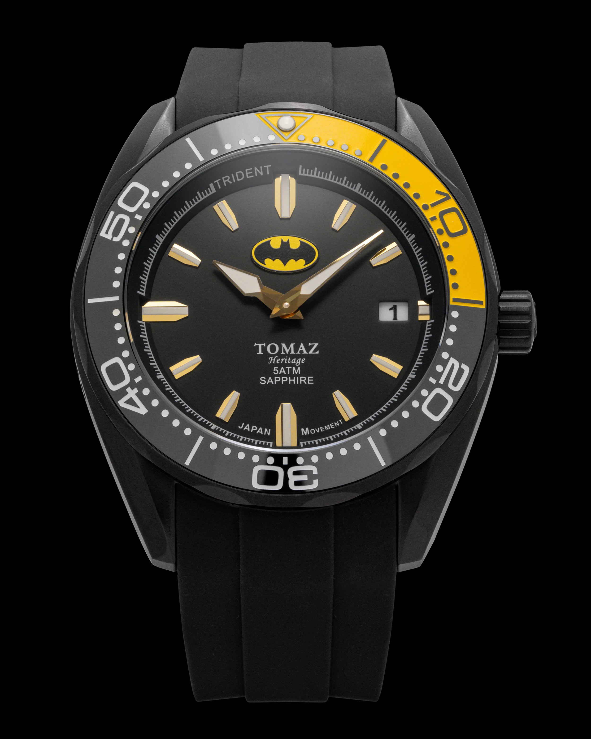 DC Batman GR03C-D2 (Black) Black Silicone Strap