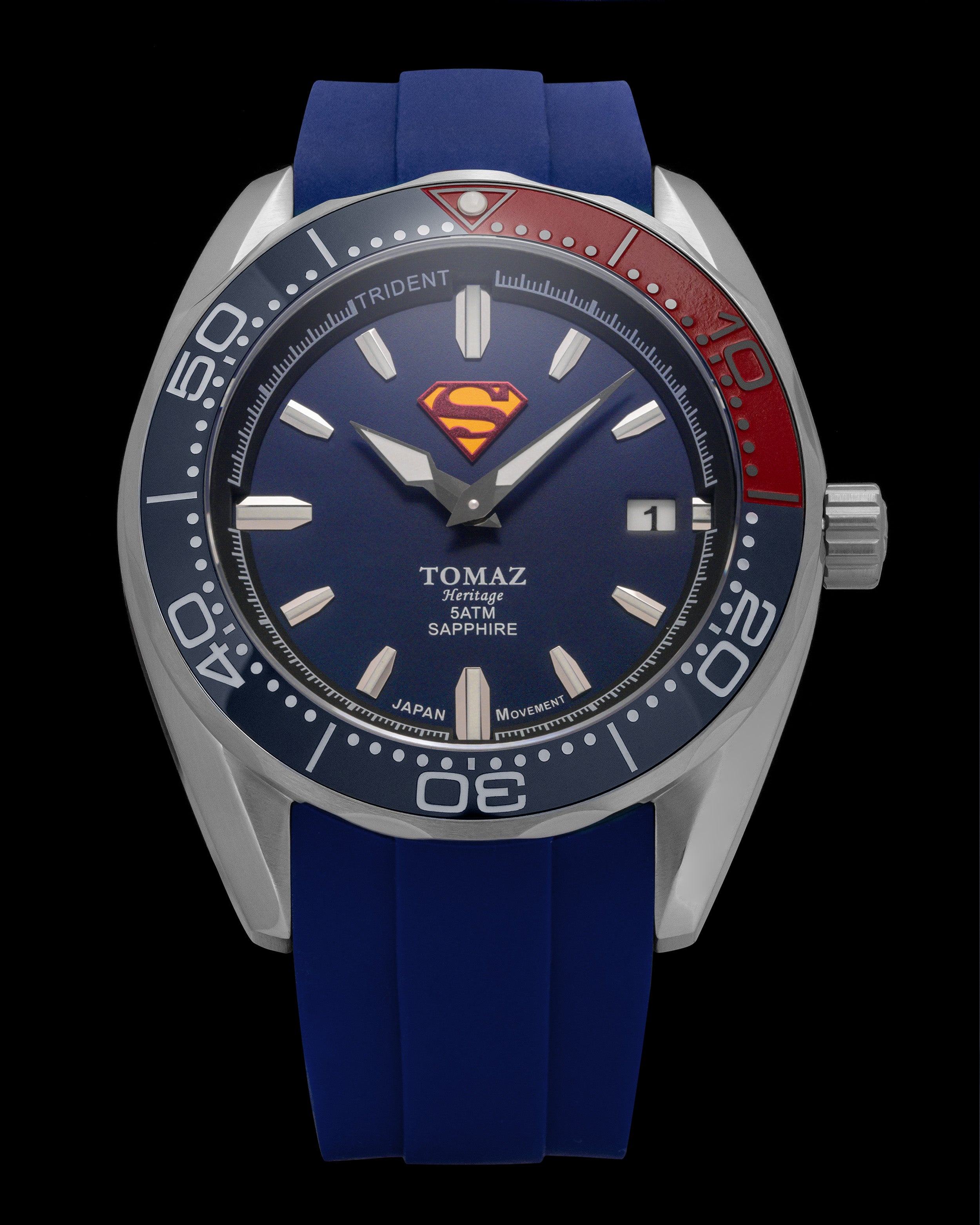 DC Superman GR03D-D1 (Silver/Blue) Blue Silicone Strap