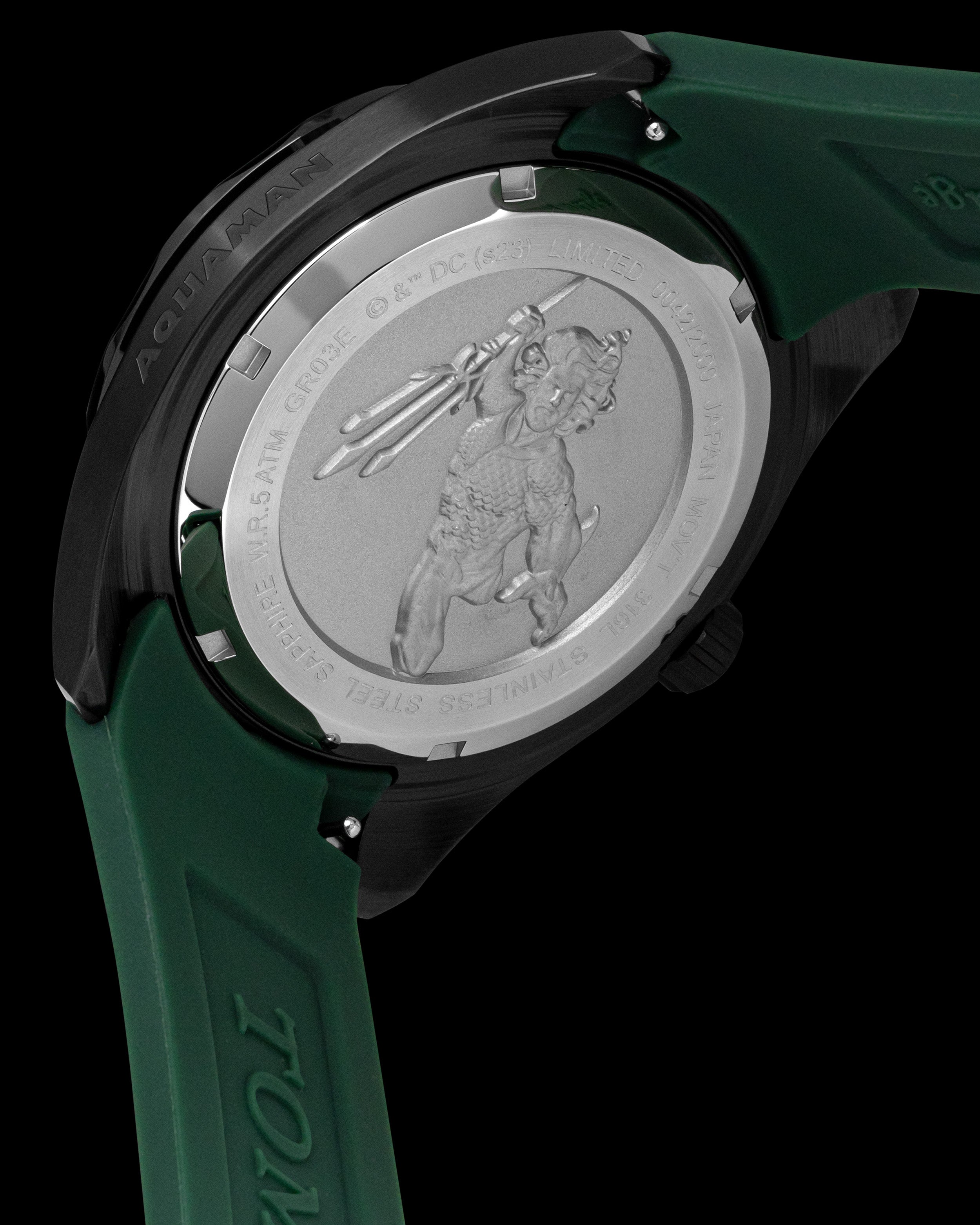 DC Aquaman GR03E-D1 (Black/Green) Green Silicone Strap