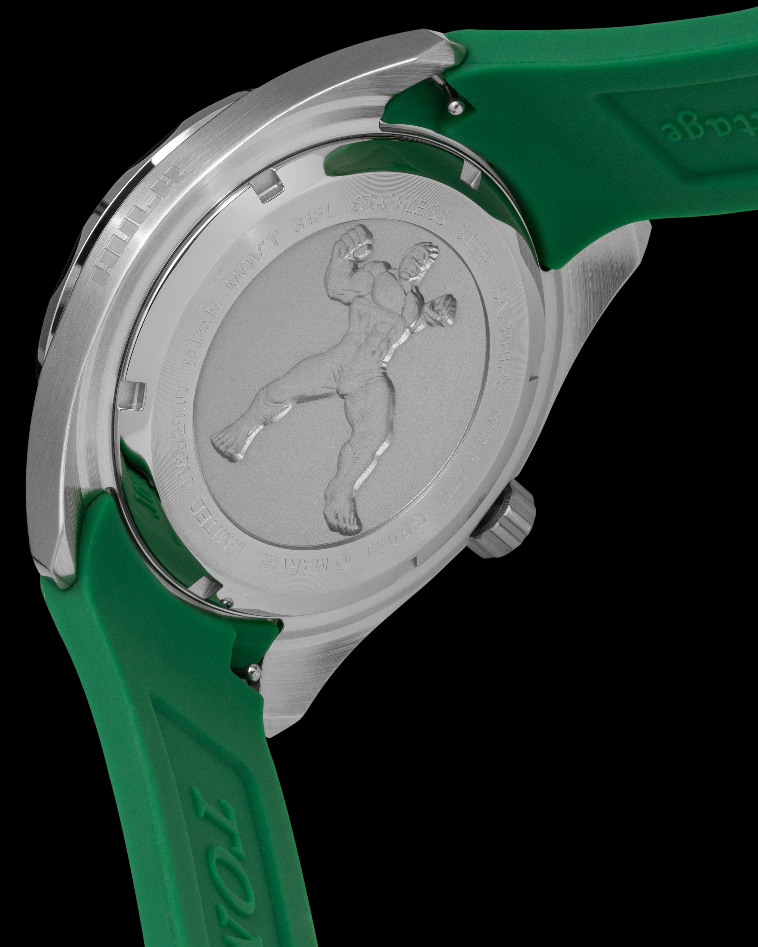 Marvel Hulk GR03J-D1 (Silver/Green) Green Silicone Strap