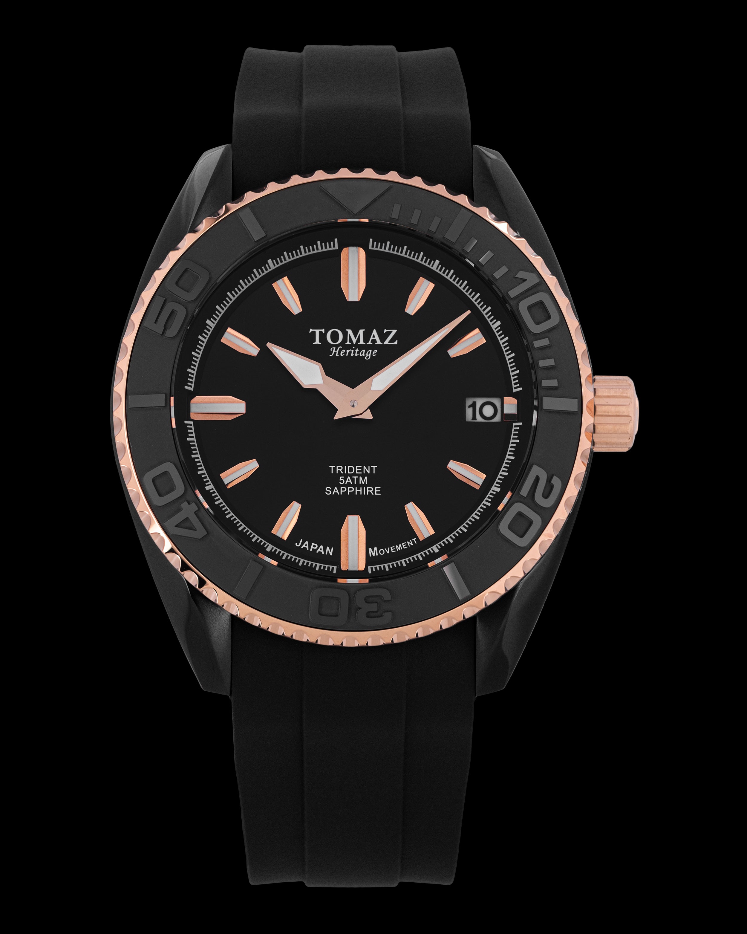 Tomaz Trident GR03N-D12 (Black) with Black Rubber Strap