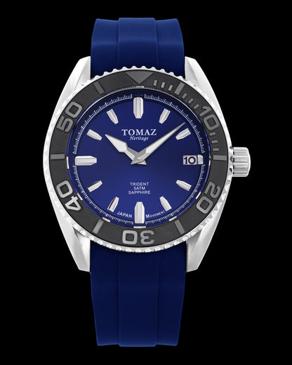 Tomaz Trident GR03N-D4 (Silver/Blue) with Blue Rubber Strap