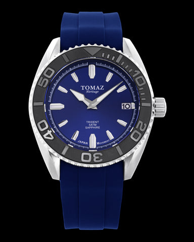 Tomaz Trident GR03N-D4 (Silver/Blue) with Blue Rubber Strap