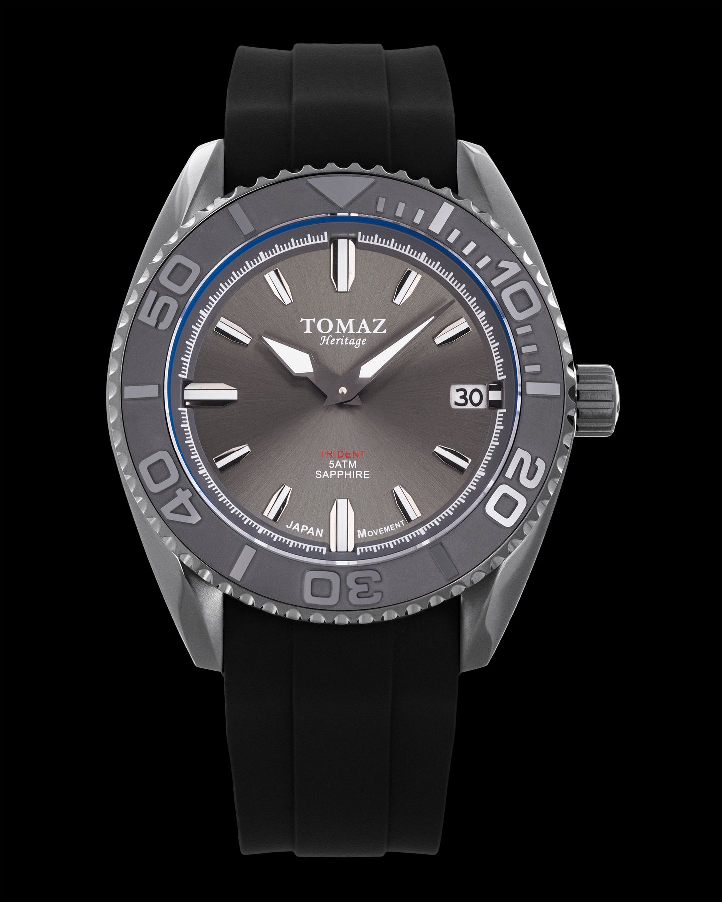 Tomaz Trident GR03N-D5 (Silver/Grey) with Black Rubber Strap