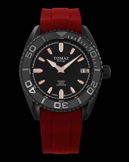 Tomaz Trident GR03N-D7 (Black) with Red Rubber Strap