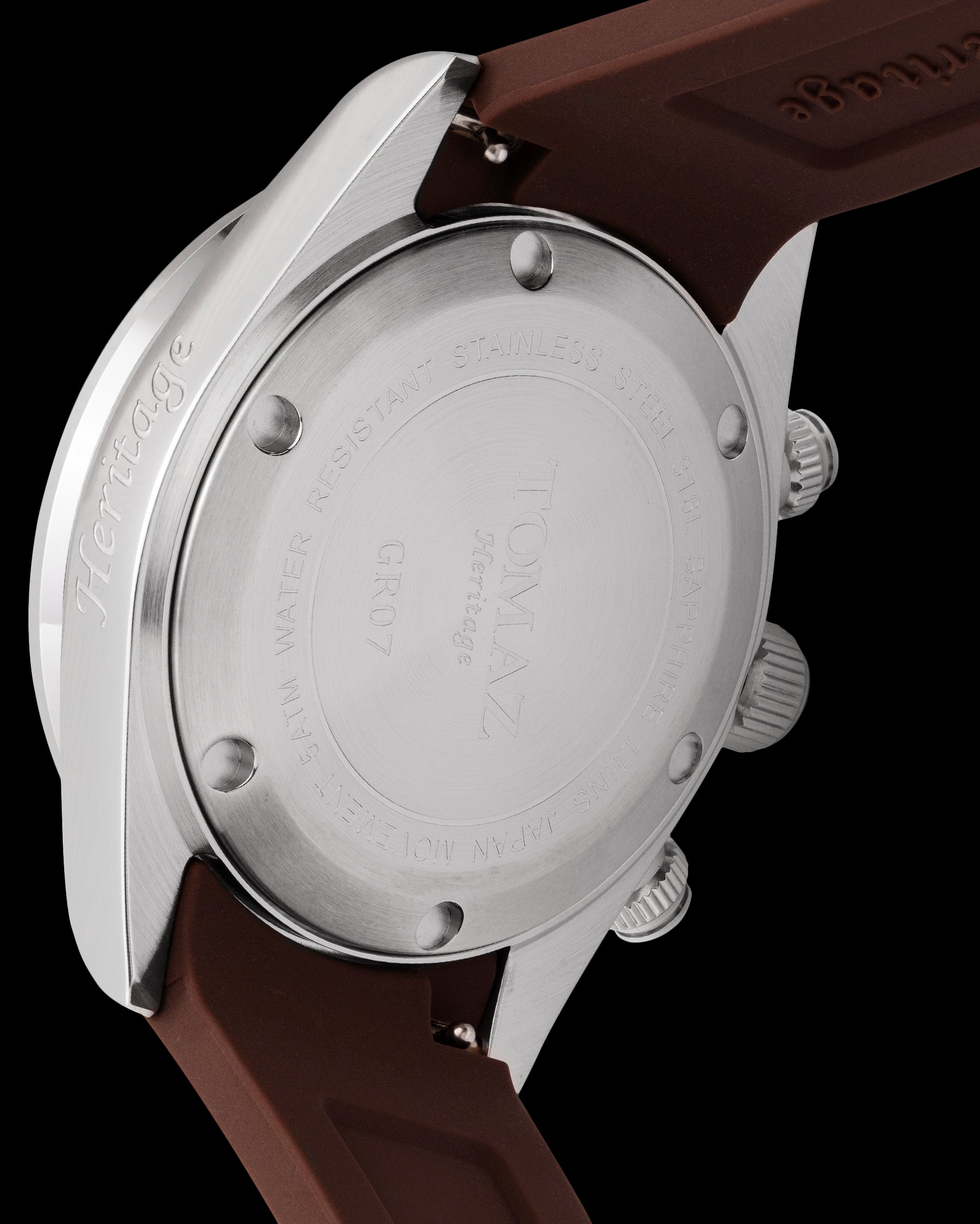 Vintage GR07-D11 (Silver/Brown) with Silver Crystal (Brown Silicone Strap)