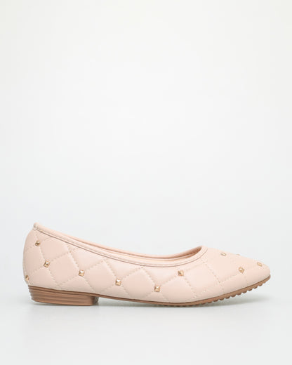 Tomaz NN336 Ladies Quilted Flats (Nude)