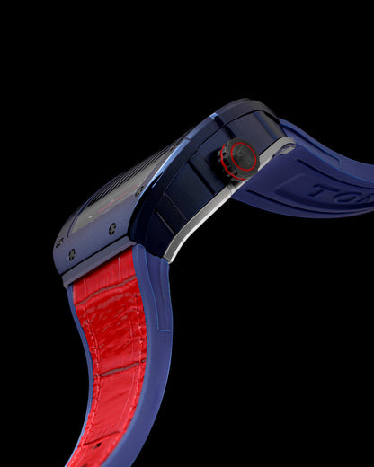 Marvel Spiderman TQ039-ID1 (Navy/Black) with Red Bamboo Silicone and Leather Strap