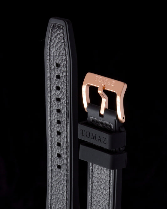 Tomaz STQ023A Tomaz Men's Watch Leather Lychee 26mm (TQ023/TQ030) Strap (Black)