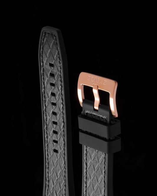 Tomaz STQ21-3A Men's Leather Diamond 26mm Strap (Black)