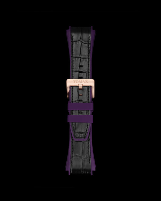 Tomaz STQ021A Men's Silicon Bamboo 26mm Watch Strap (Black/Purple)