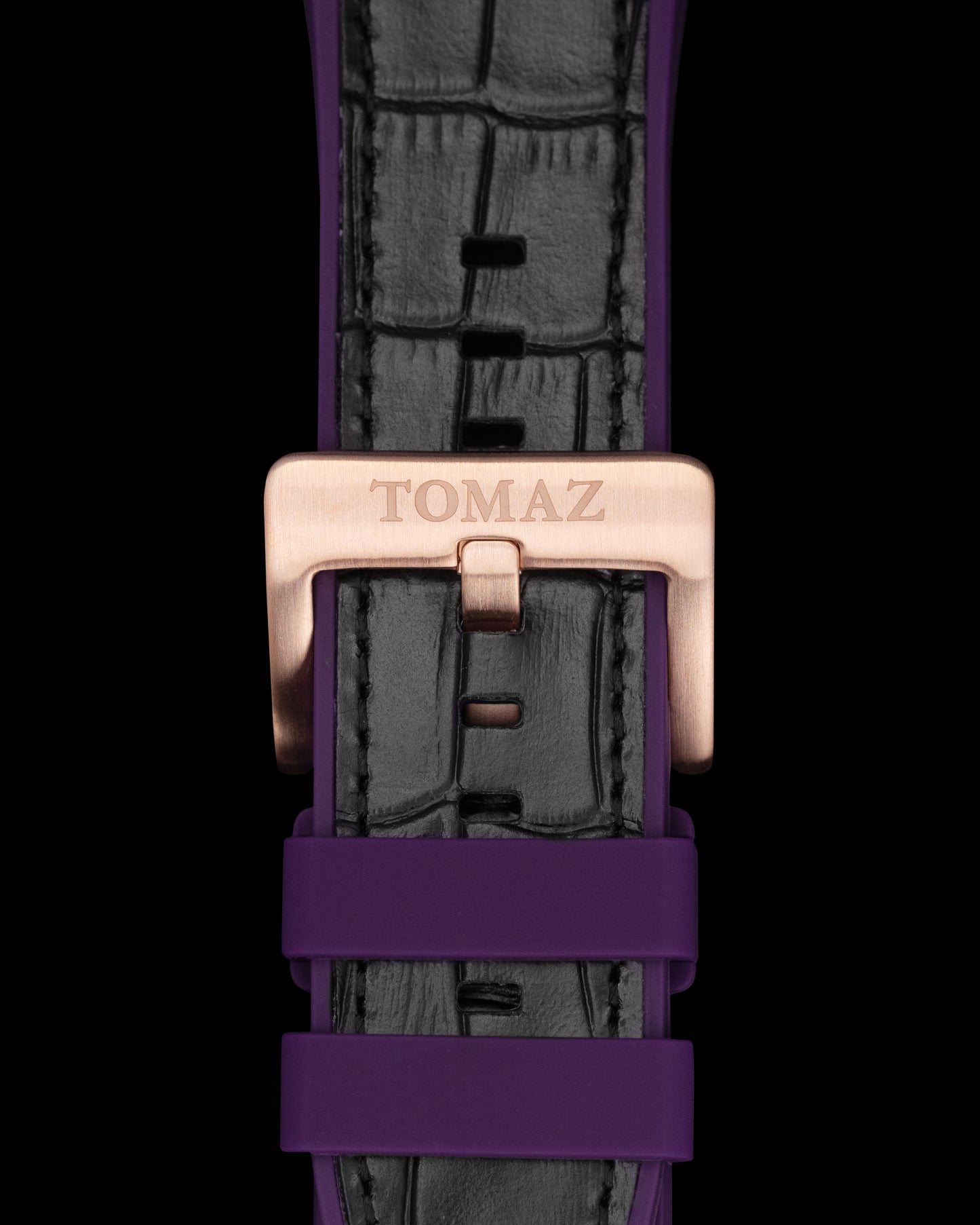 Tomaz STQ021A Men's Silicon Bamboo 26mm Watch Strap (Black/Purple)