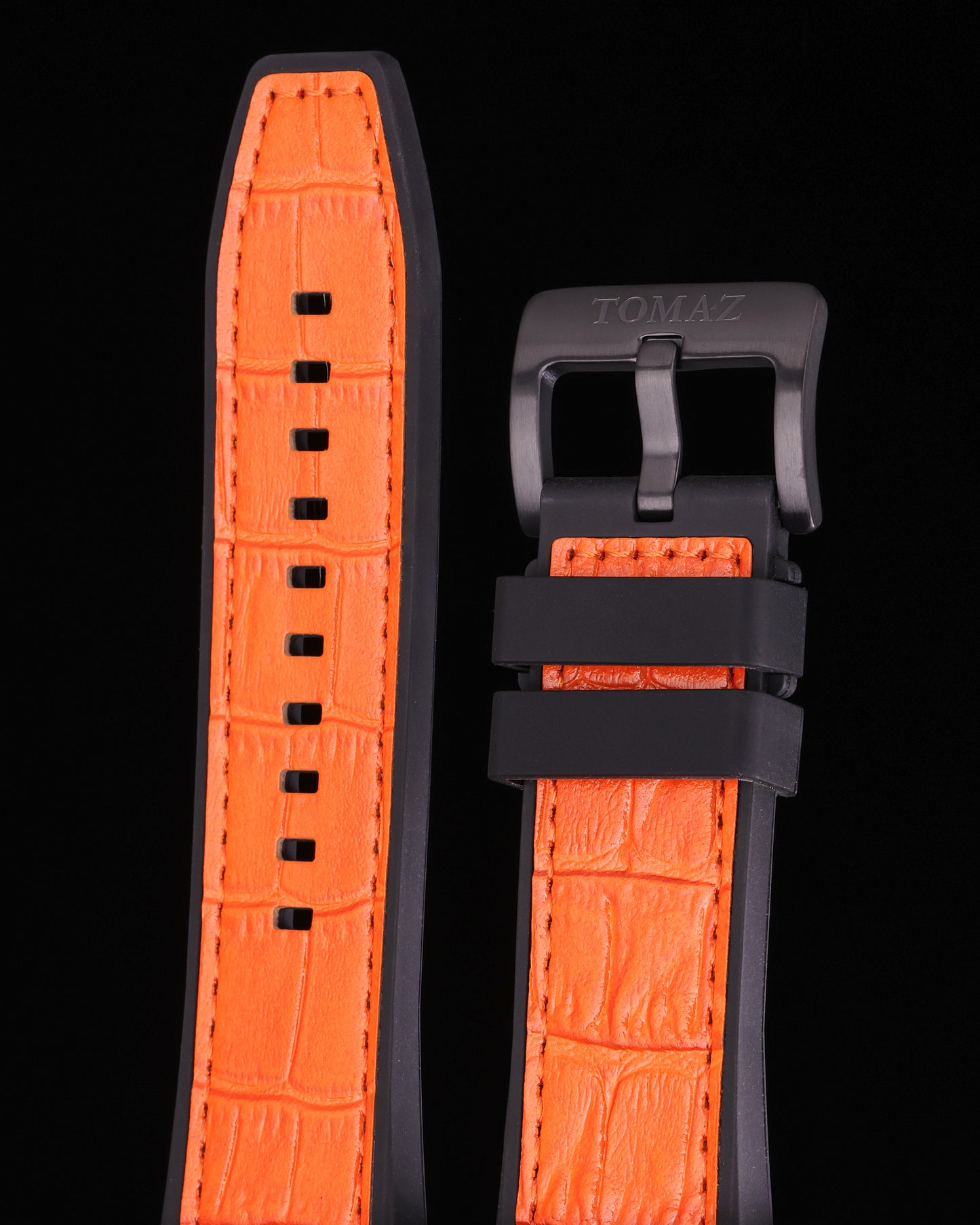 Tomaz Leather Bamboo Orange Strap (Black) : STQ21