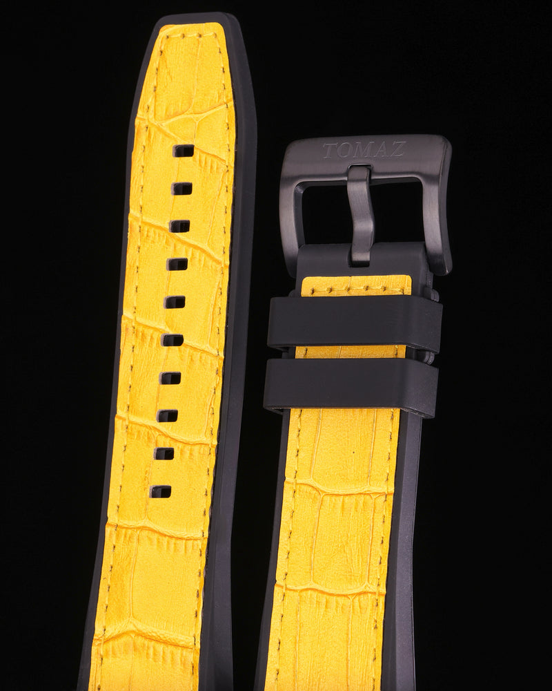 Tomaz STQ21 Tomaz Men's Watch Leather Bamboo 26mm Strap (Yellow)