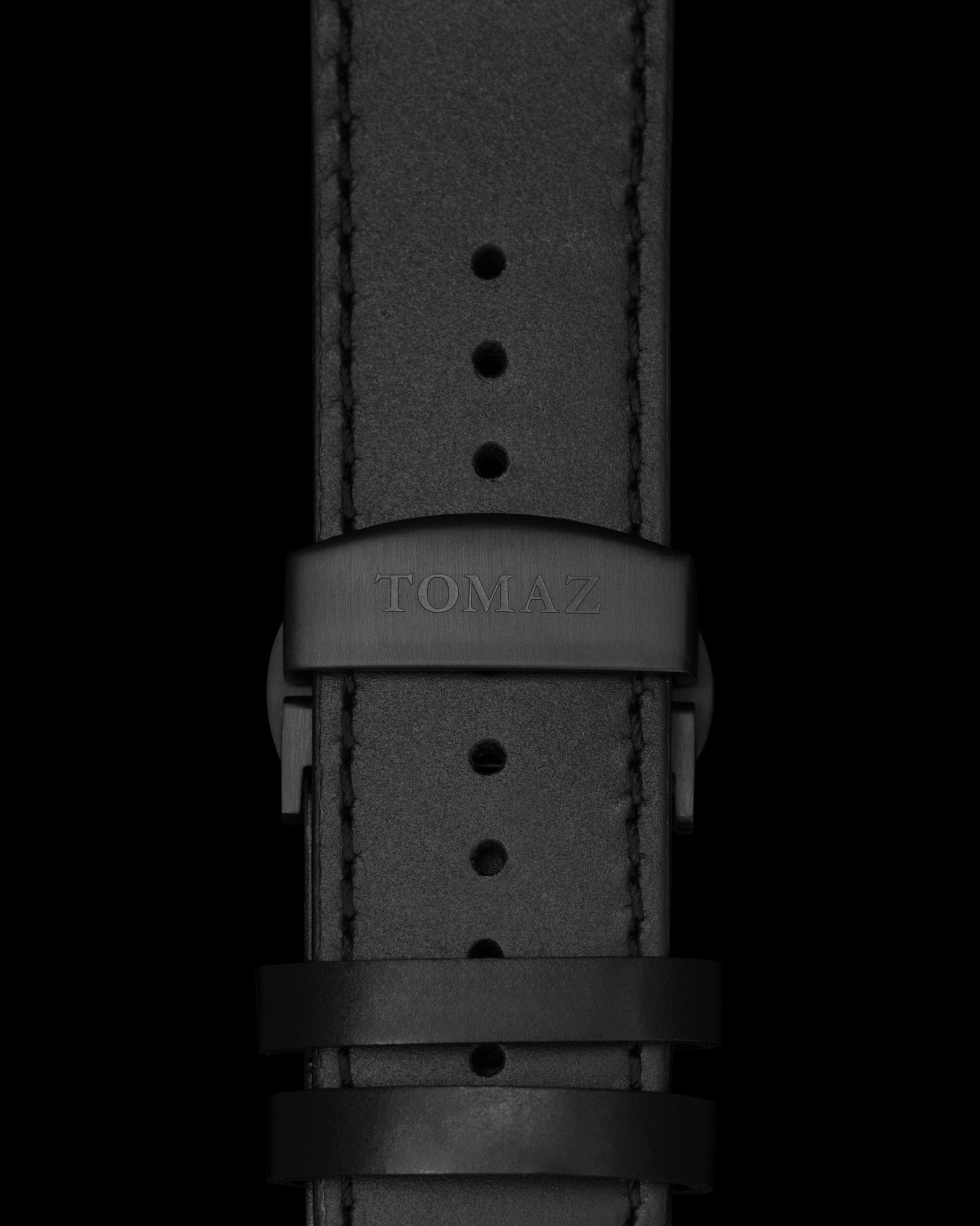 Tomaz STW014 Leather Plain 24mm (TQ008/TW014) Watch Strap with Butterfly Clip (Black)