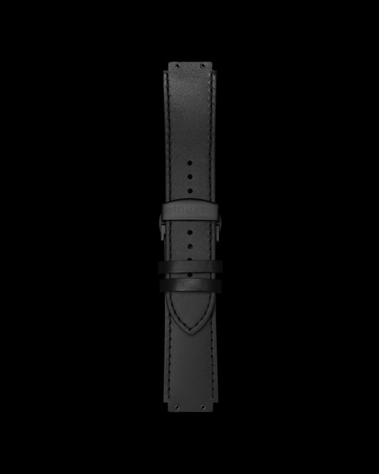 Tomaz STW014 Leather Plain 24mm (TQ008/TW014) Watch Strap with Butterfly Clip (Black)