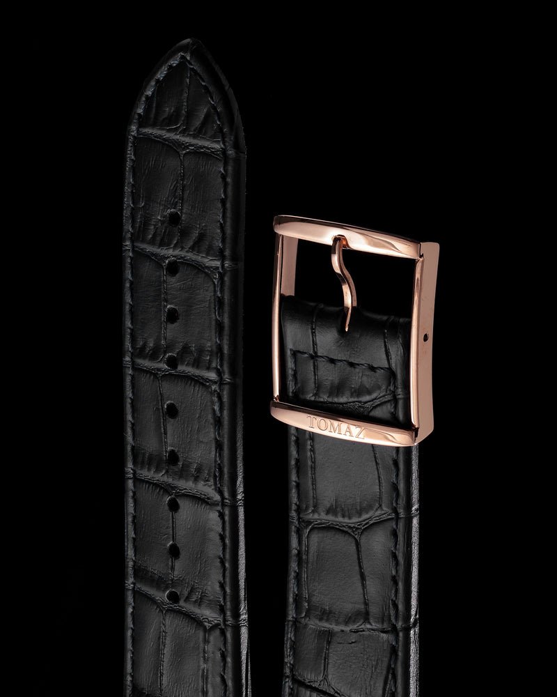 Tomaz STW03A Leather Bamboo 24mm Strap TW003 (Black)