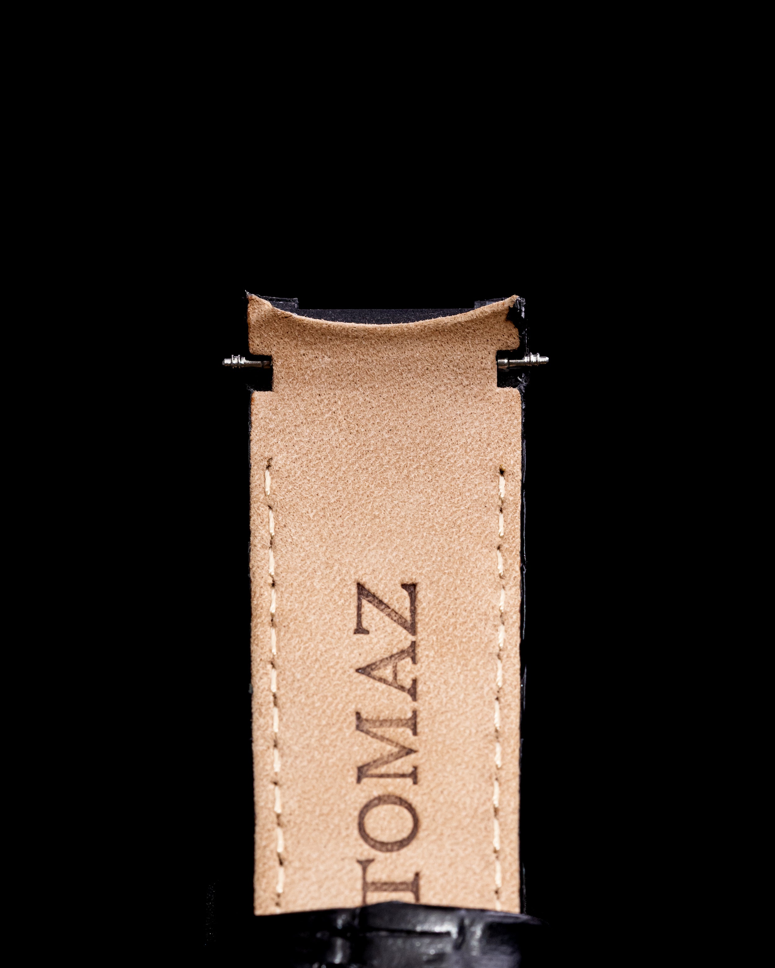 Tomaz STW03A Leather Bamboo 24mm Watch Strap (TW003) (Black)