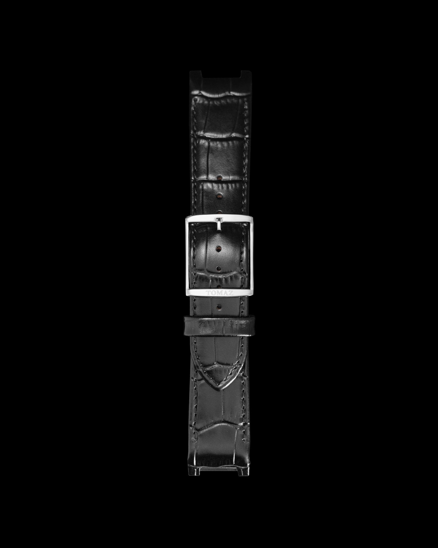 Tomaz STW03B Leather Bamboo 24mm Watch Strap (TW003) (Black)