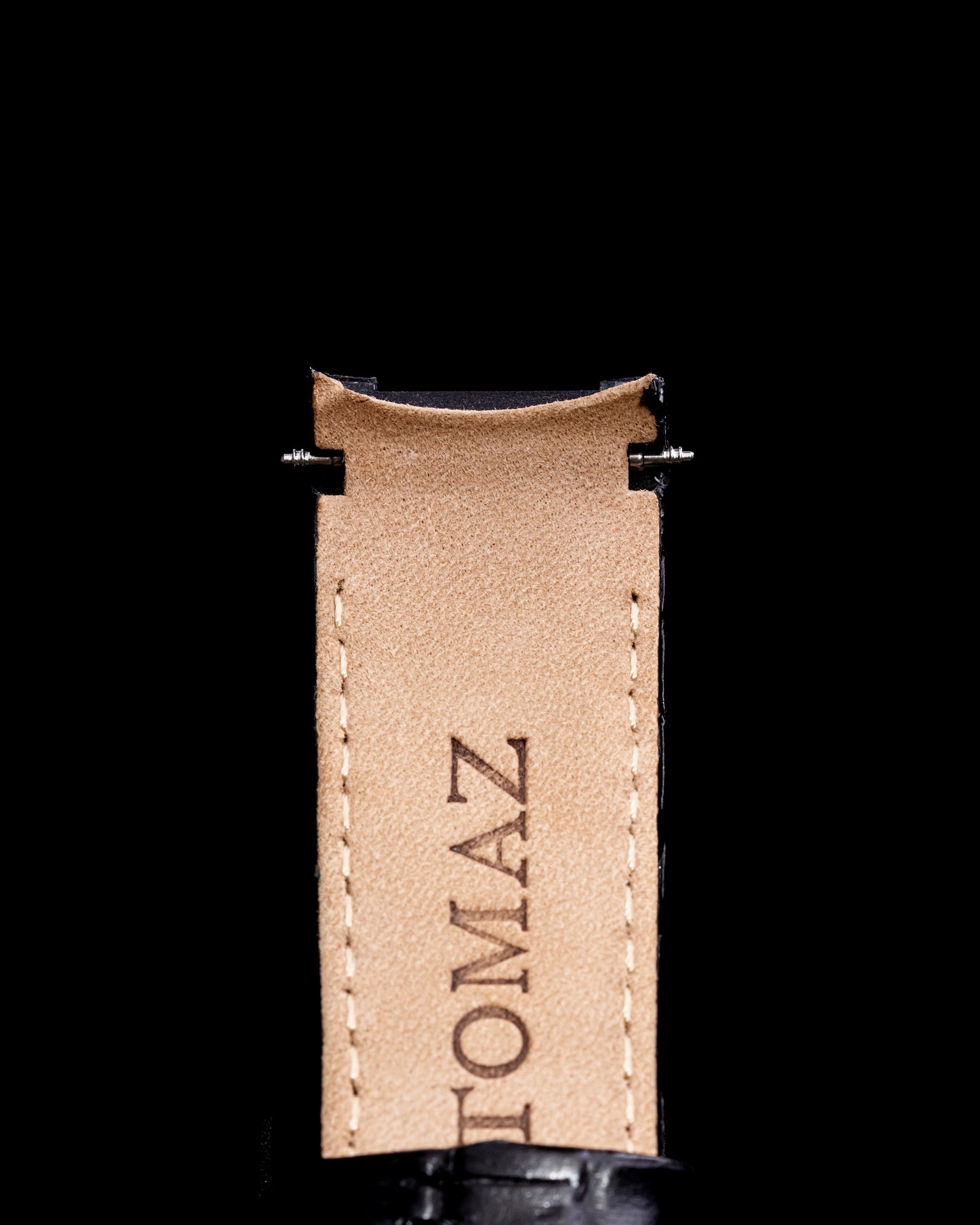 Tomaz STW03B Leather Bamboo 24mm Watch Strap (TW003) (Black)