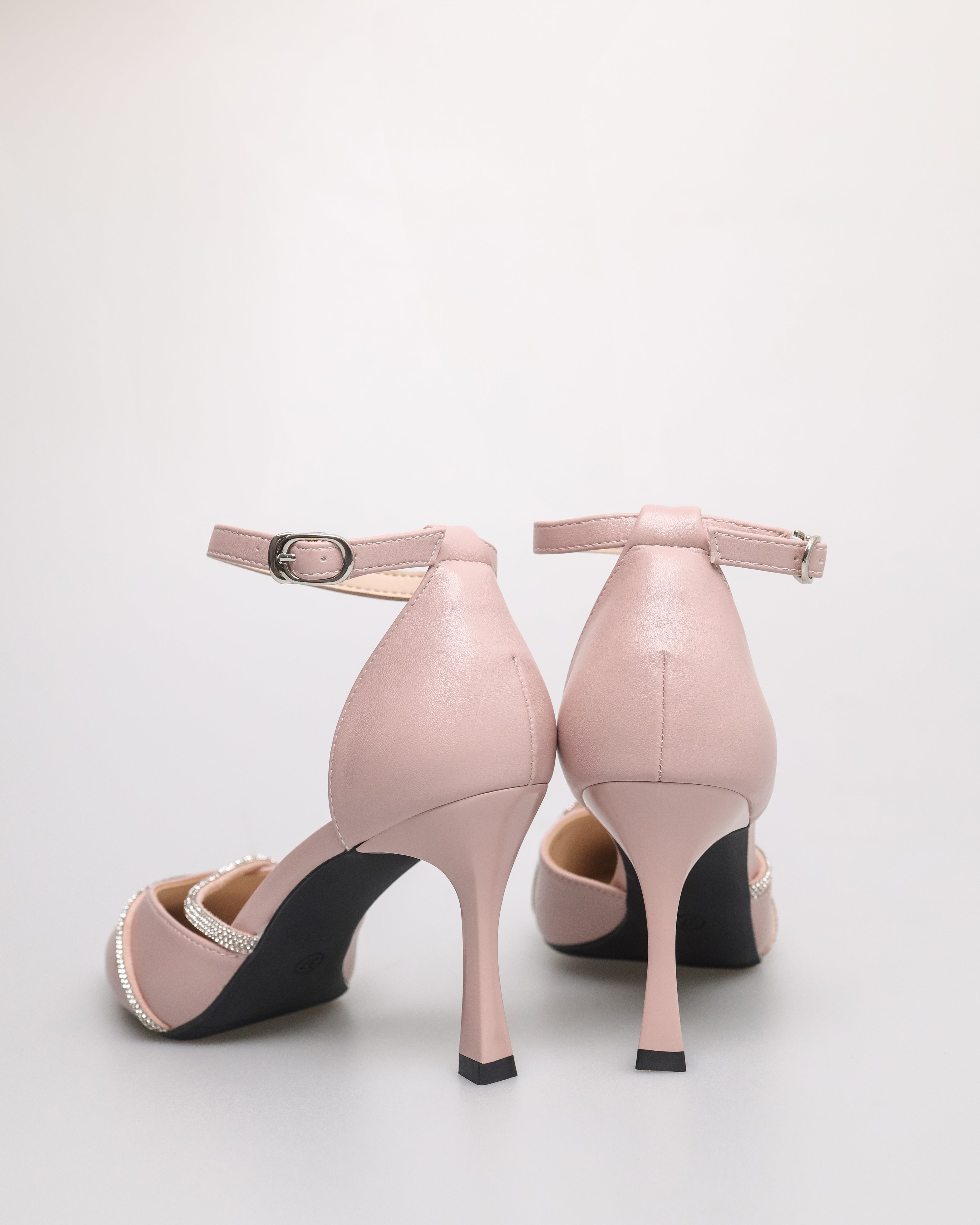 Tomaz NN414 Ladies Pointy Ankle Strap Heels (Pink)