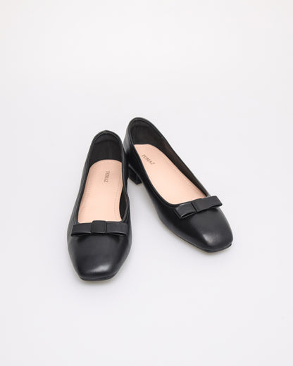 Tomaz YX198 Ladies Folded Ribbon Flats (Black)