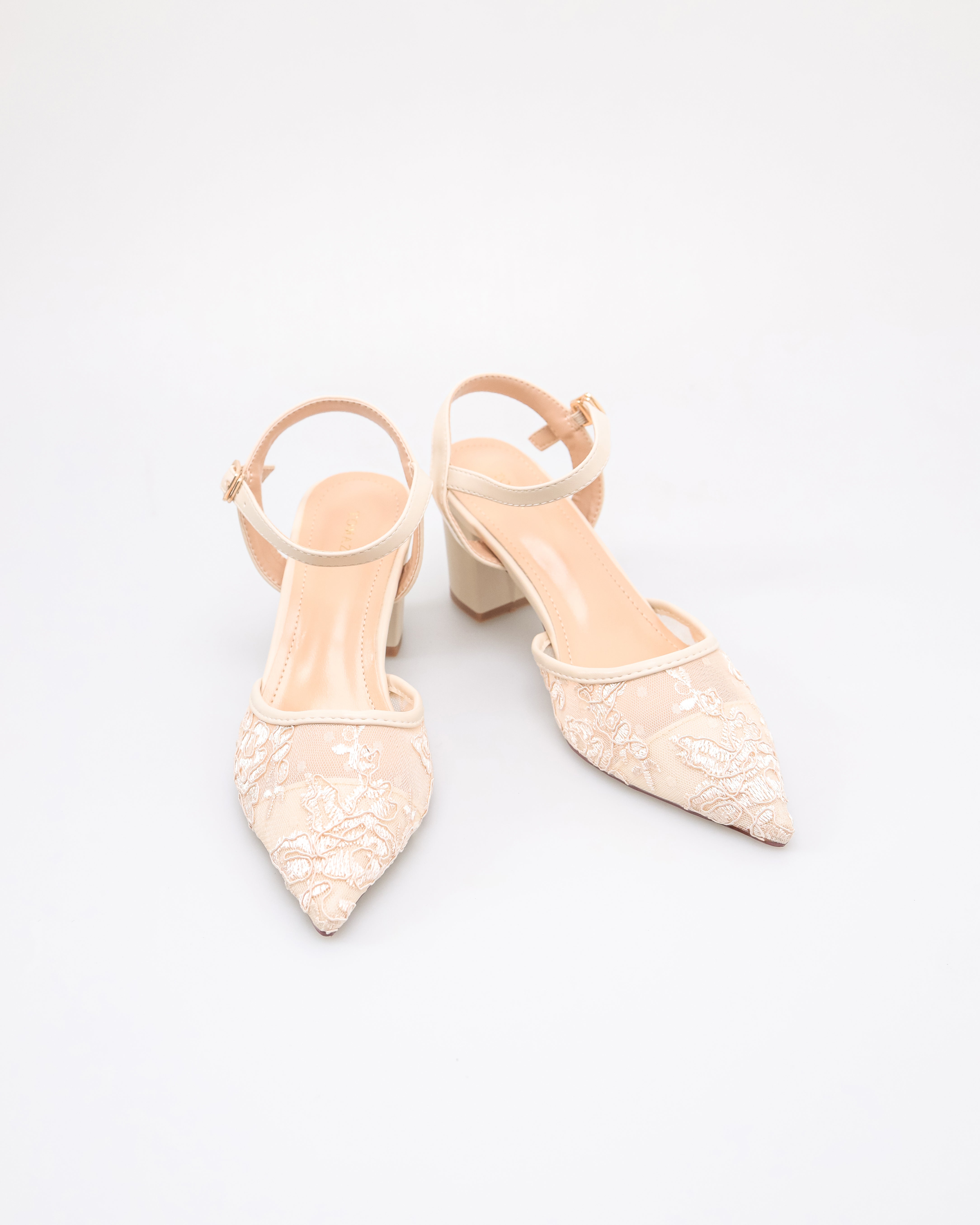 Tomaz NN527 Ladies Slingback Laced Heels (Beige)