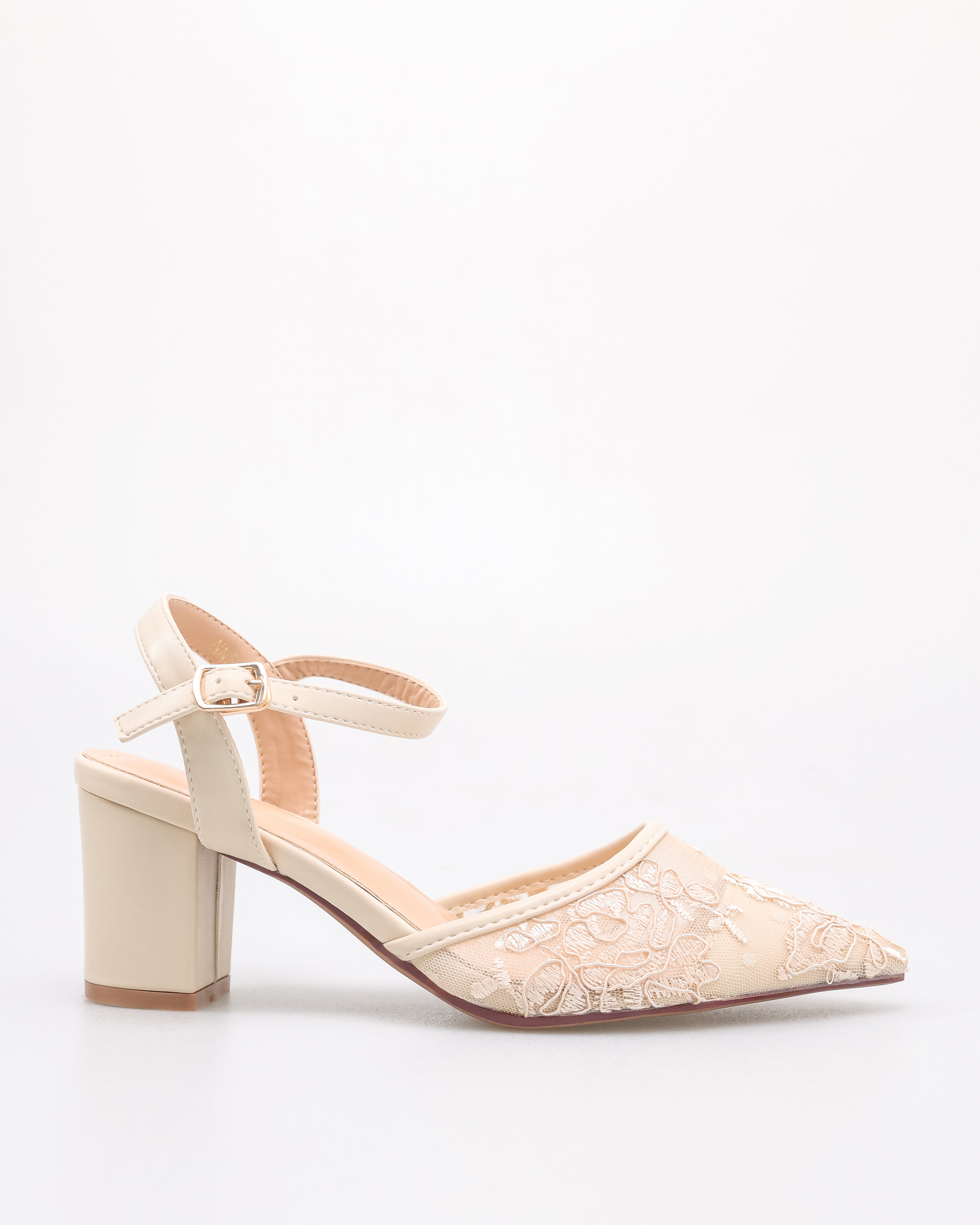 Tomaz NN527 Ladies Slingback Laced Heels (Beige)