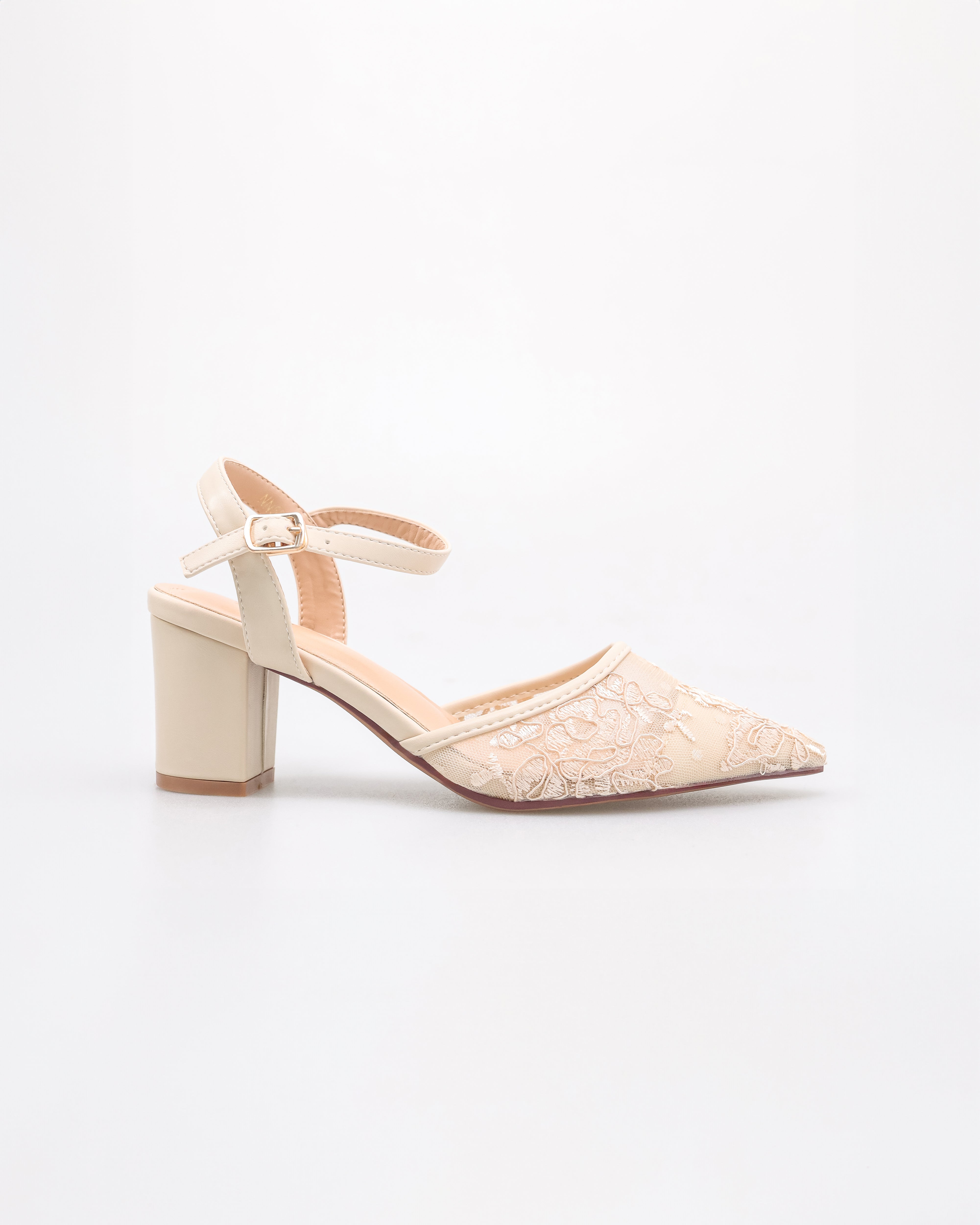 Tomaz NN527 Ladies Slingback Laced Heels (Beige)