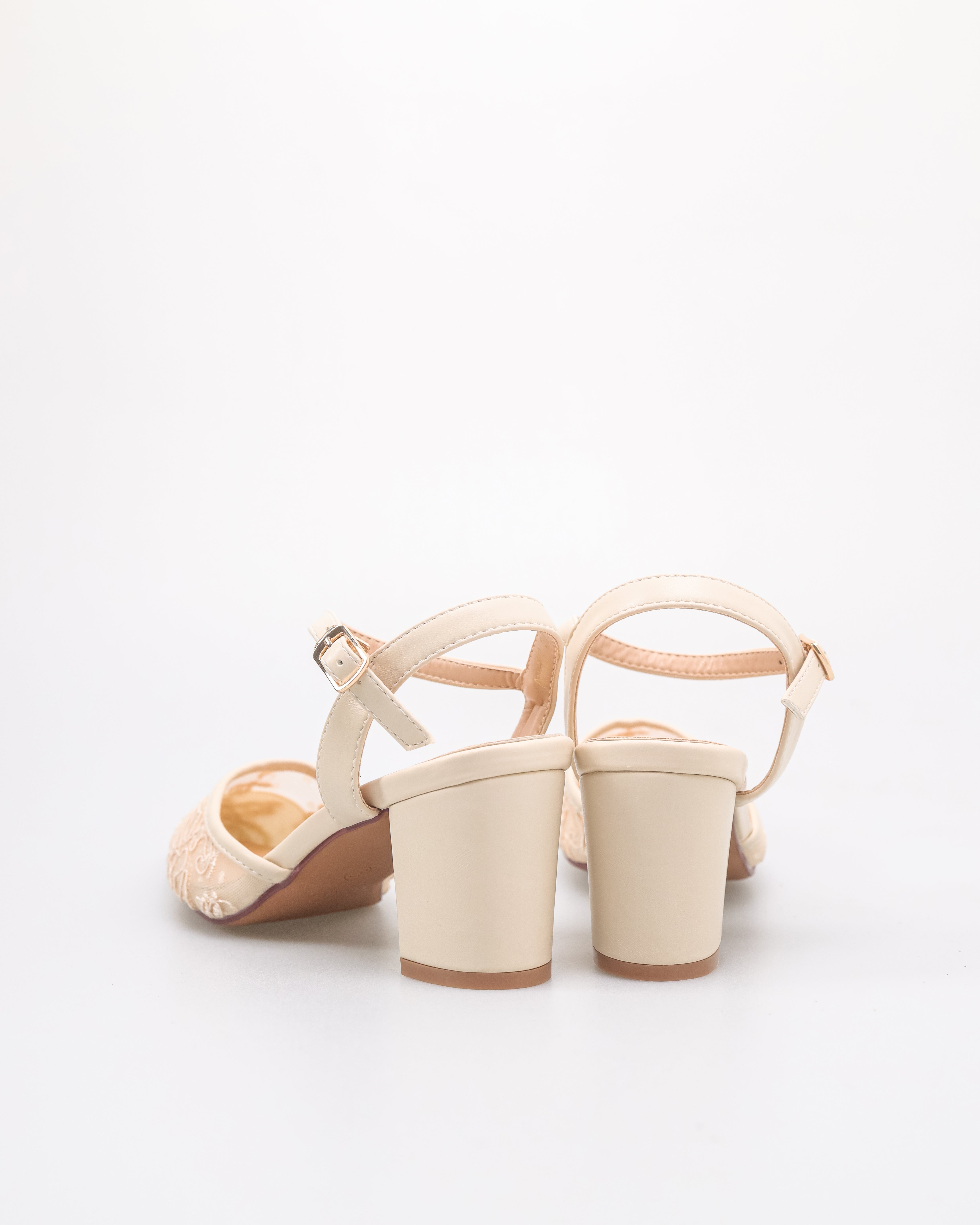 Tomaz NN527 Ladies Slingback Laced Heels (Beige)