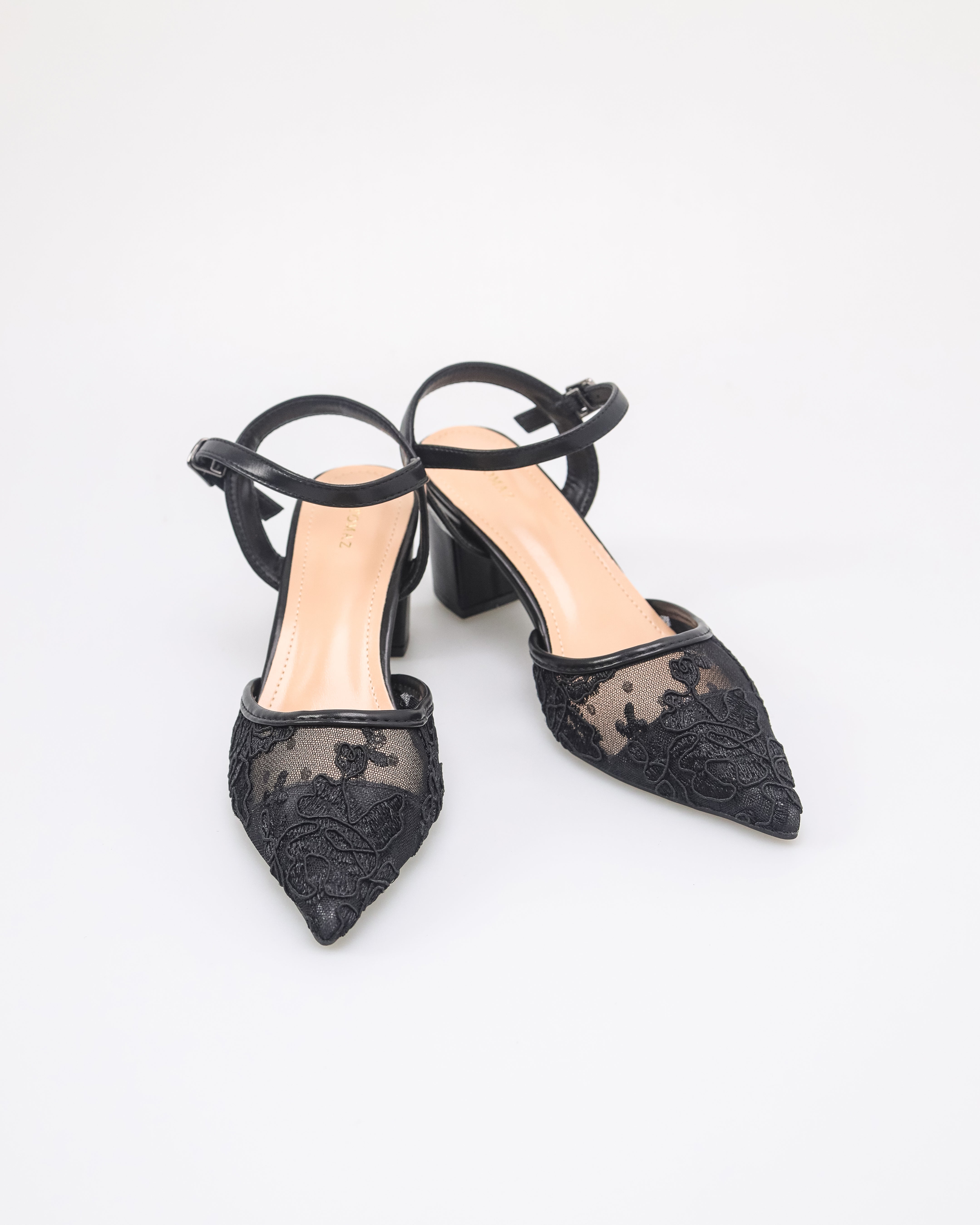 Tomaz NN527 Ladies Slingback Laced Heels (Black)