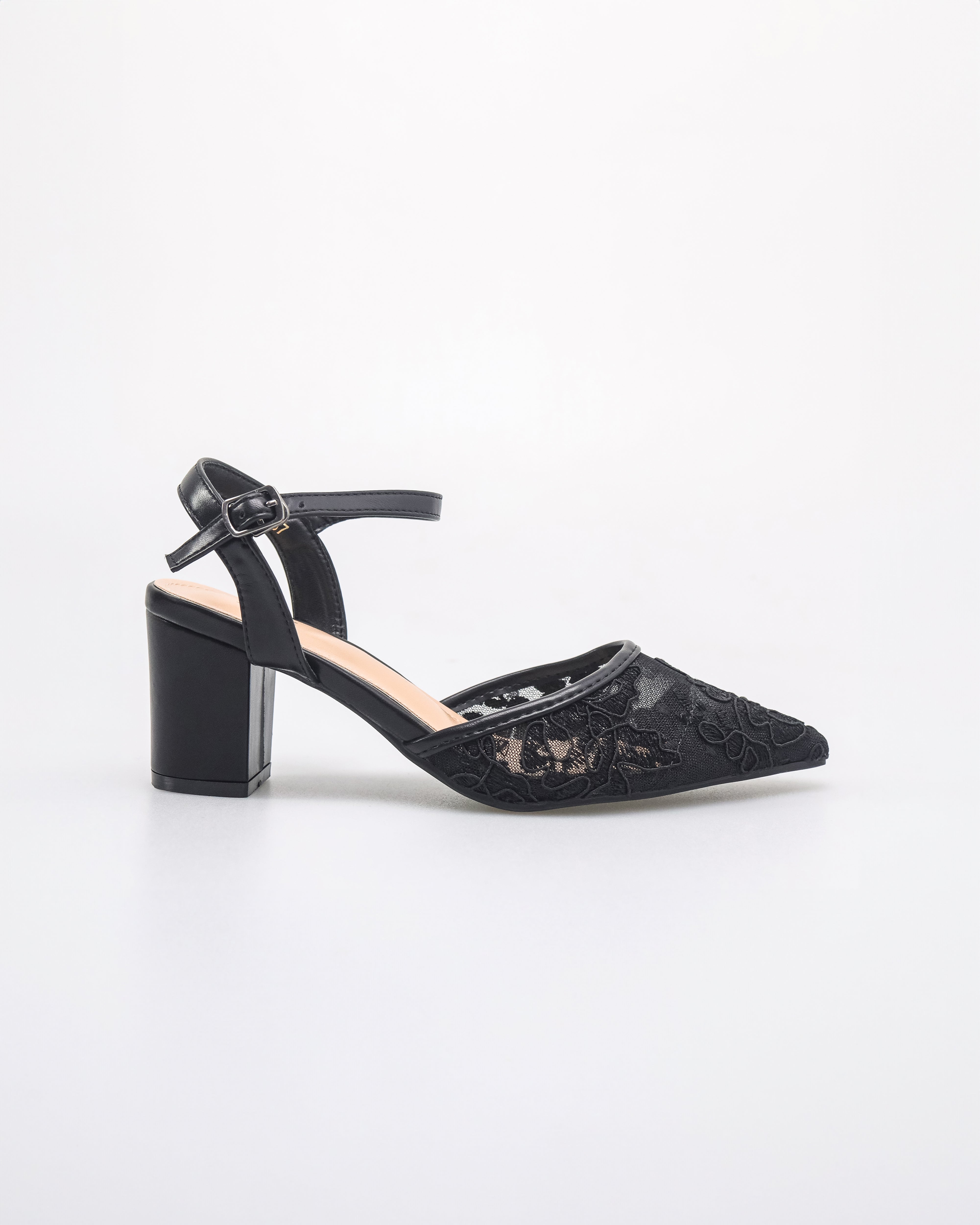 Tomaz NN527 Ladies Slingback Laced Heels (Black)