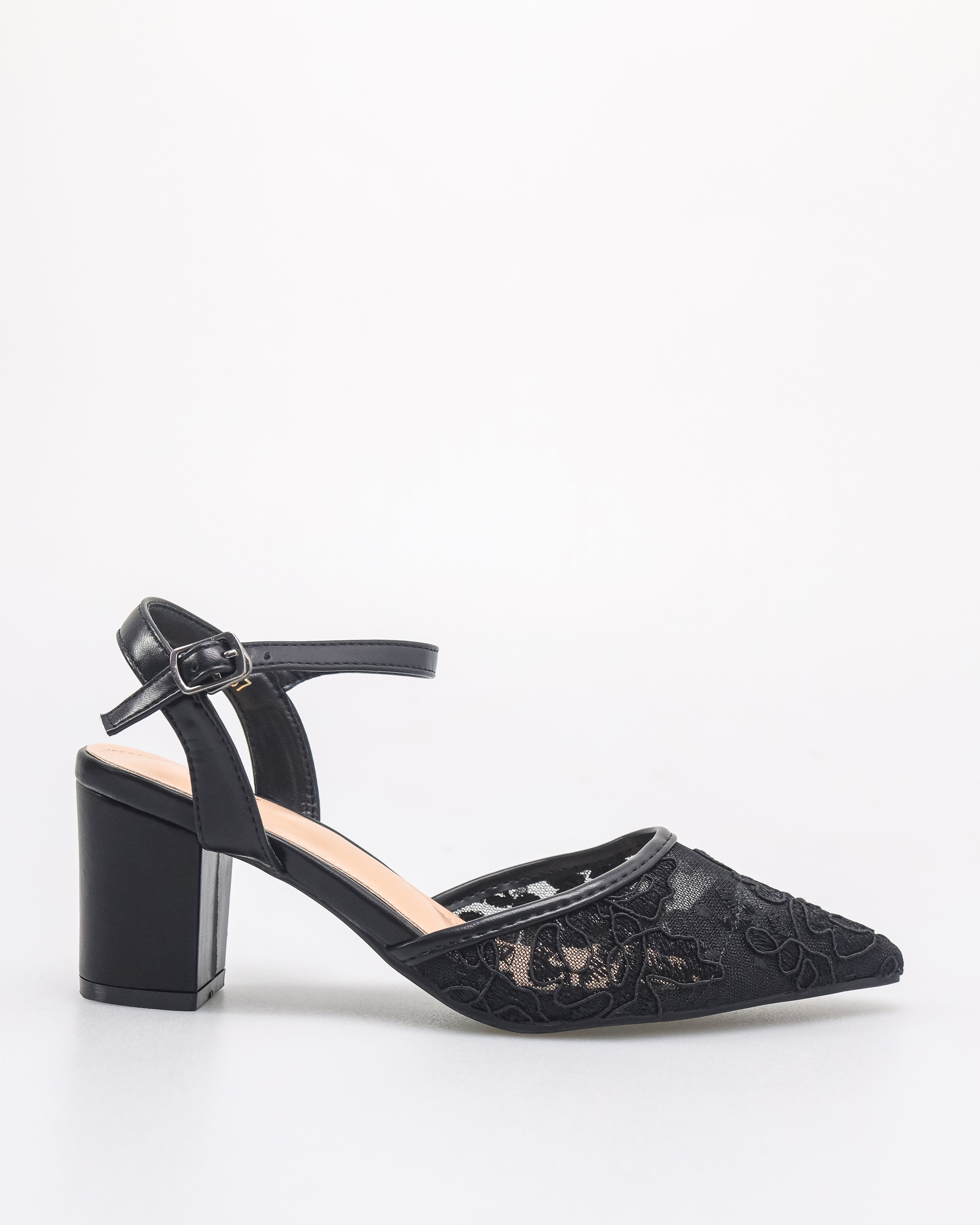 Tomaz NN527 Ladies Slingback Laced Heels (Black)