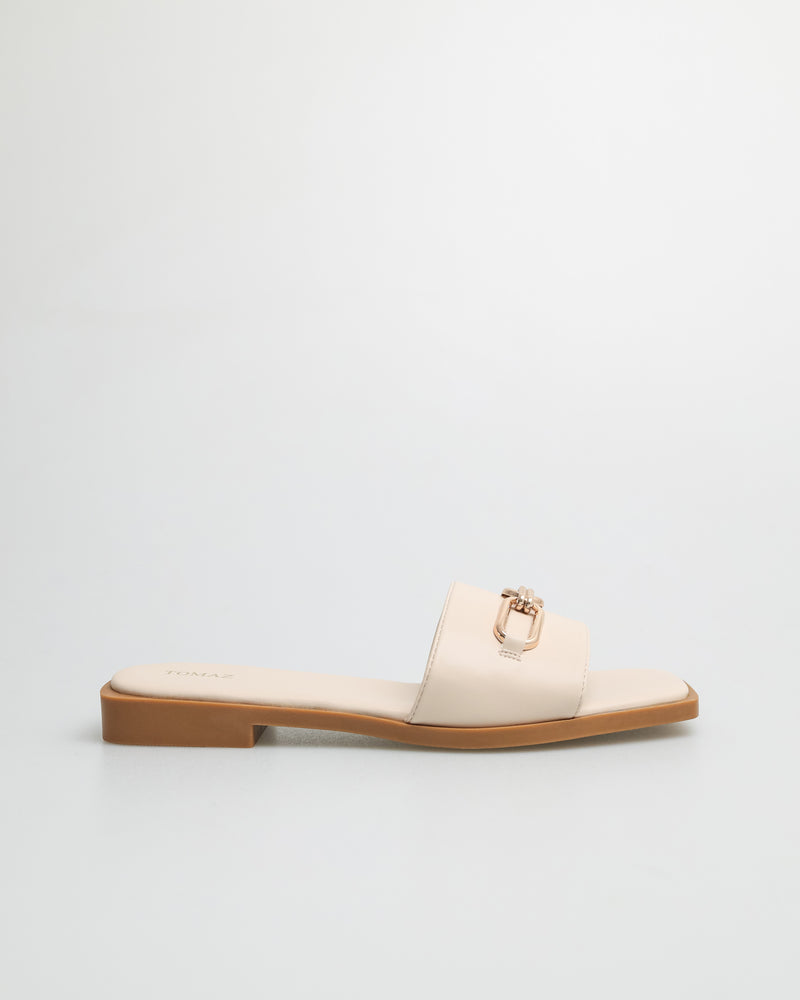Tomaz YX132 Ladies Double Buckle Flats (Beige)