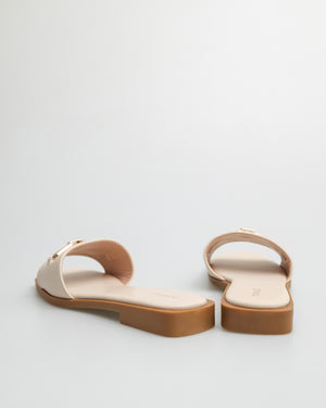 
                  
                    Load image into Gallery viewer, Tomaz YX132 Ladies Double Buckle Flats (Beige)
                  
                