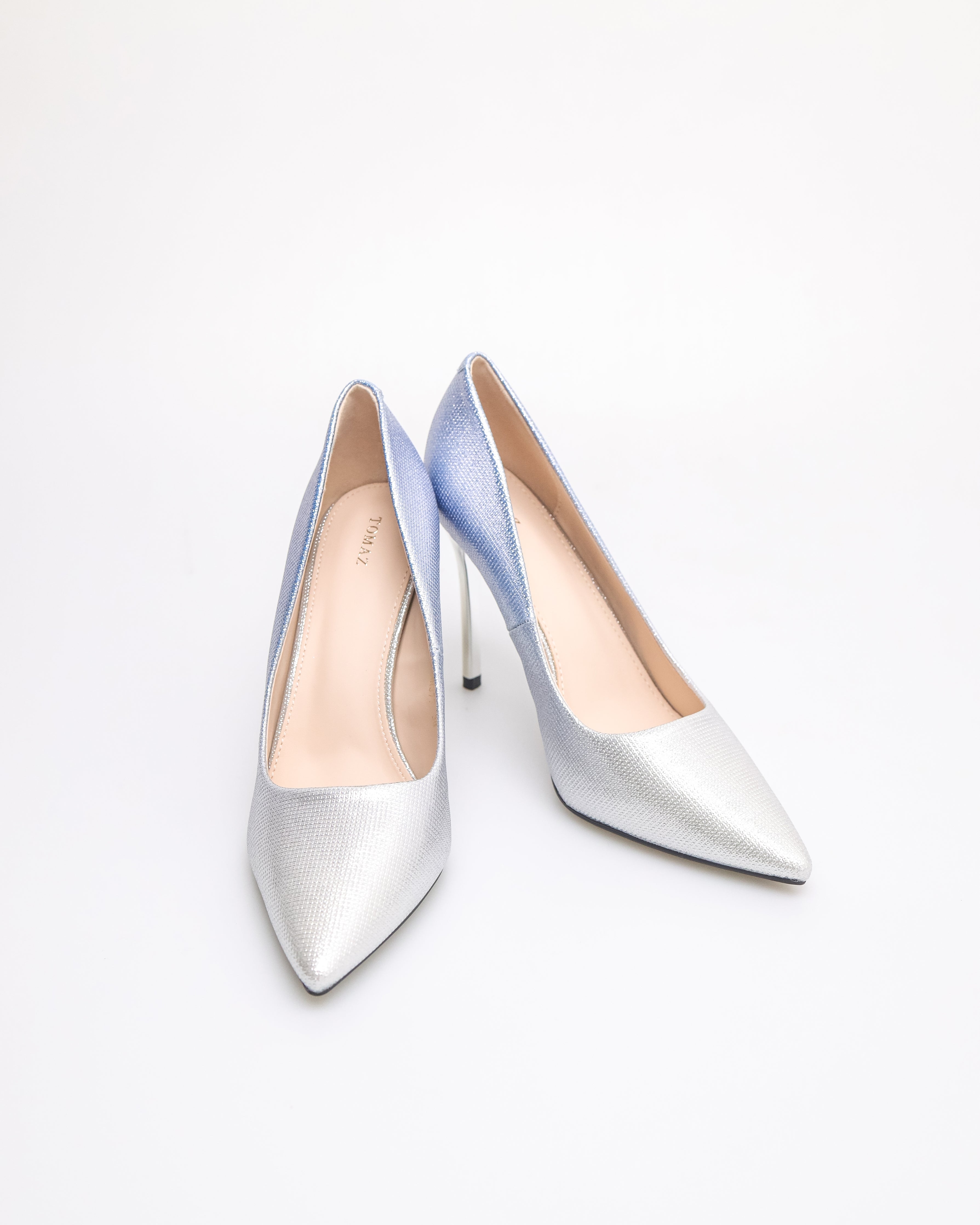 Tomaz NN377 Ladies Textured Stilettos Heels (Silver/Blue)