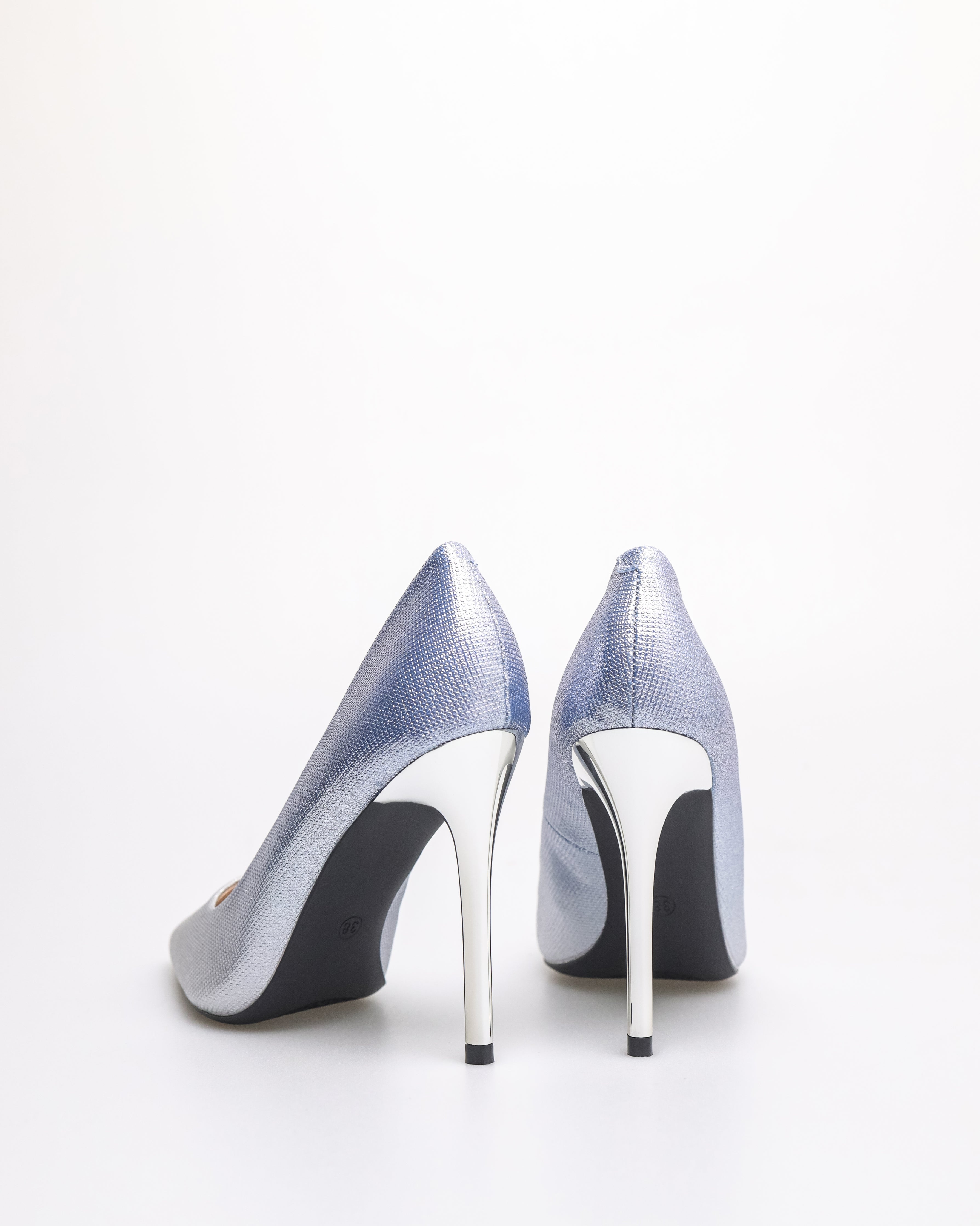 Tomaz NN377 Ladies Textured Stilettos Heels (Silver/Blue)