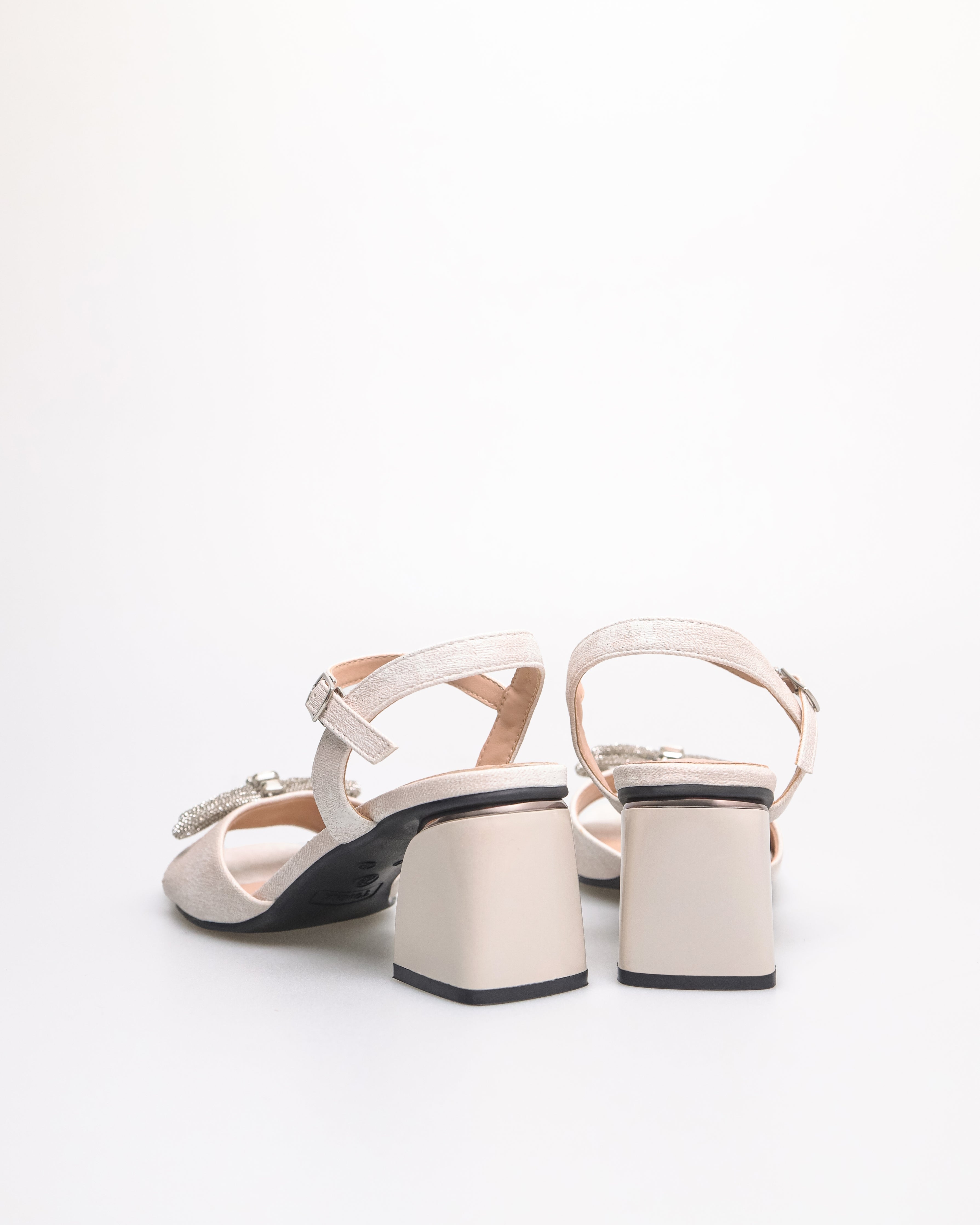 Tomaz NN378 Ladies Crystal Ribbon Heels (Beige)