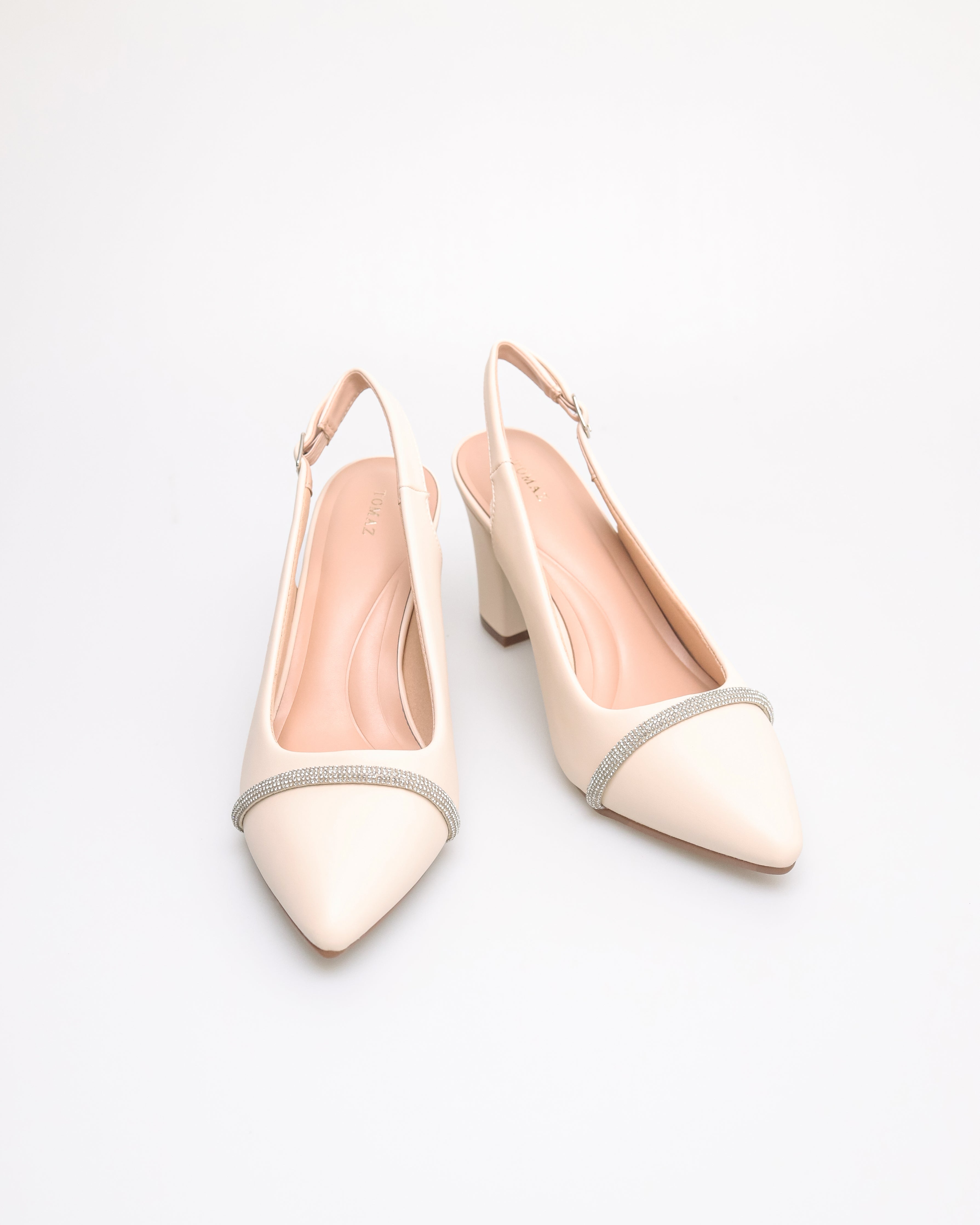 Tomaz NN417 Ladies Glittery Band Heels (Cream)