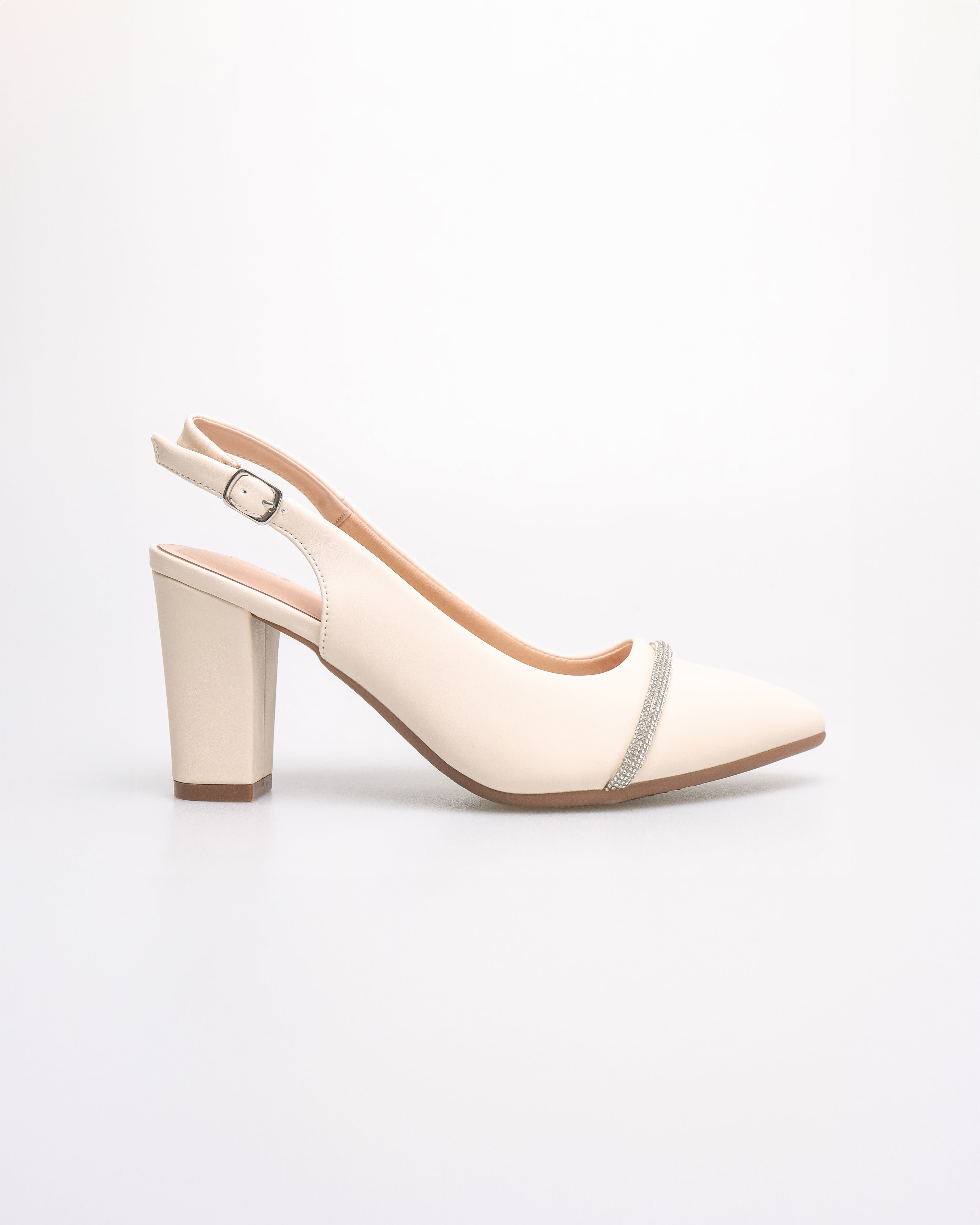 Tomaz NN417 Ladies Glittery Band Heels (Cream)