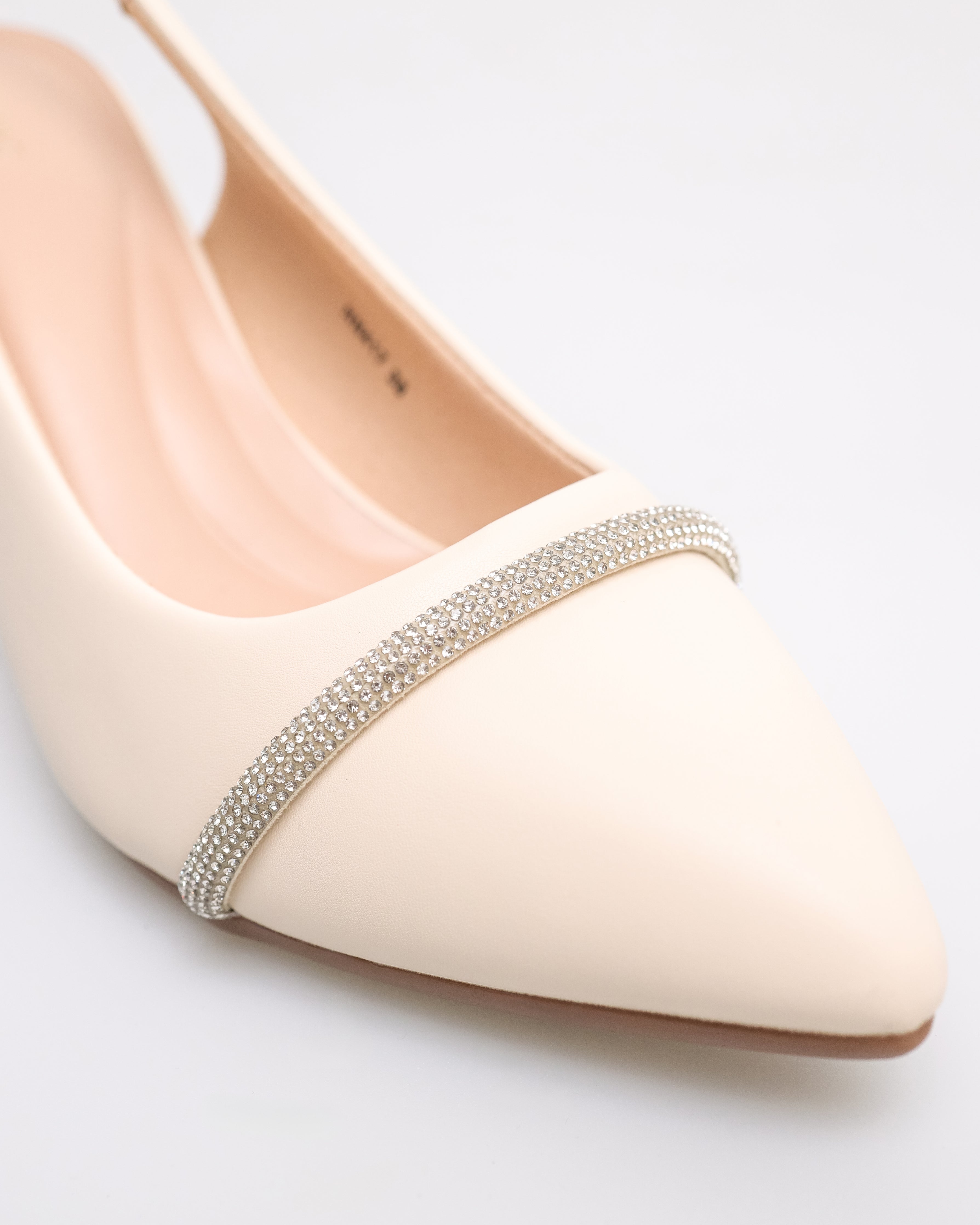 Tomaz NN417 Ladies Glittery Band Heels (Cream)